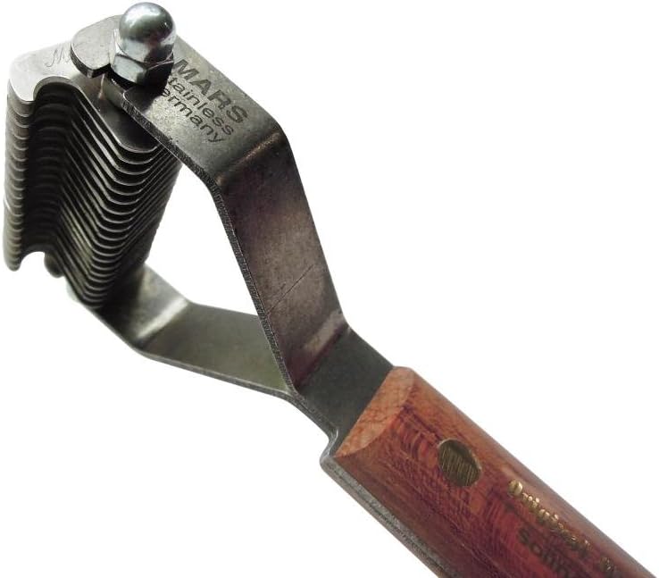 Mars Coat King Dematting Undercoat Grooming Rake Stripper Tool for Dogs and Cats, Stainless Steel with Wooden Handle for Thick Coats, 20-Blade Stripper for Groomers, Pet Owners