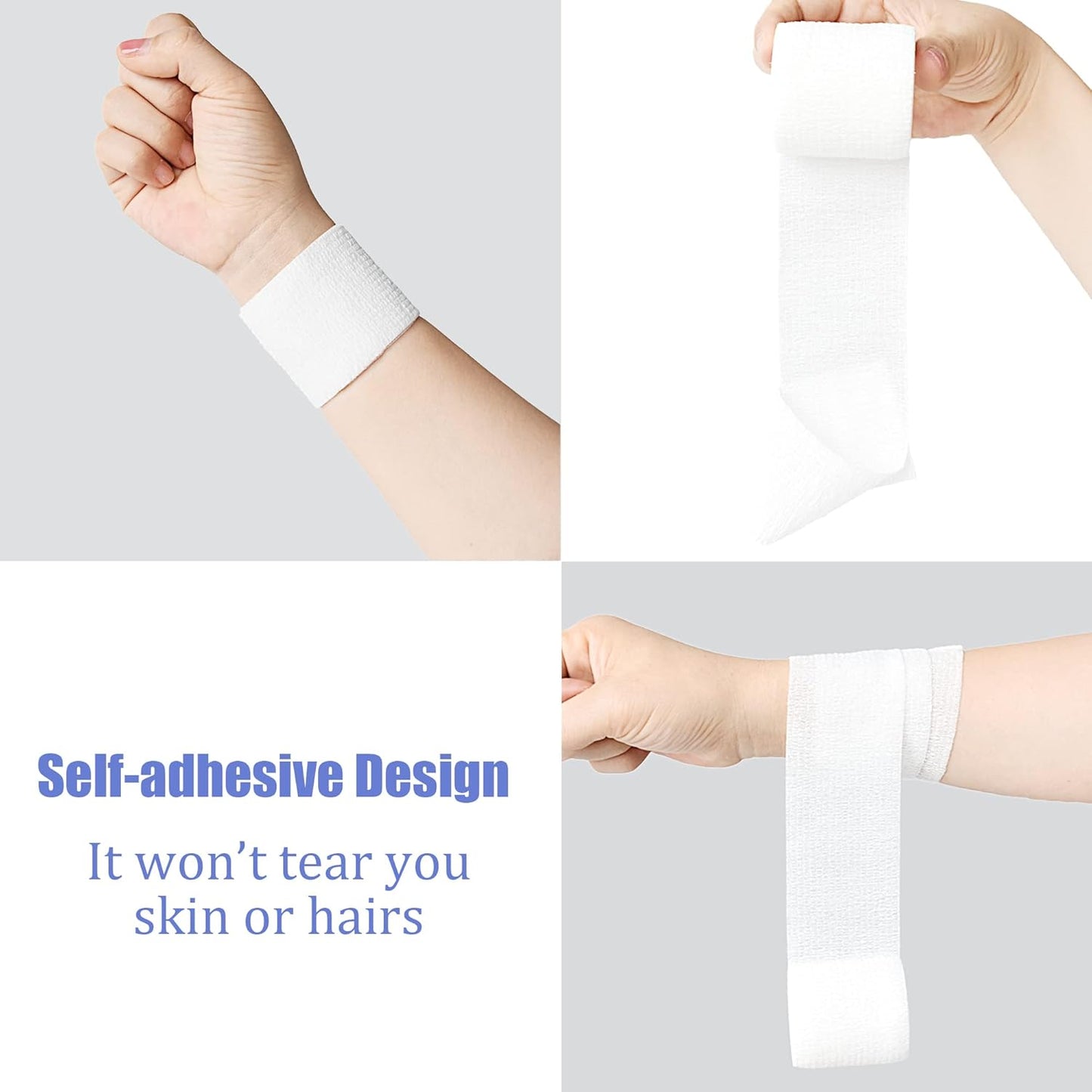 9 Pack 2" x 5 Yards Self Adhesive Bandage Wrap Self Stick Wrap for Ankle, Wrist, Finger, Sports, Breathable Cohesive Vet Tape for Pets (White)