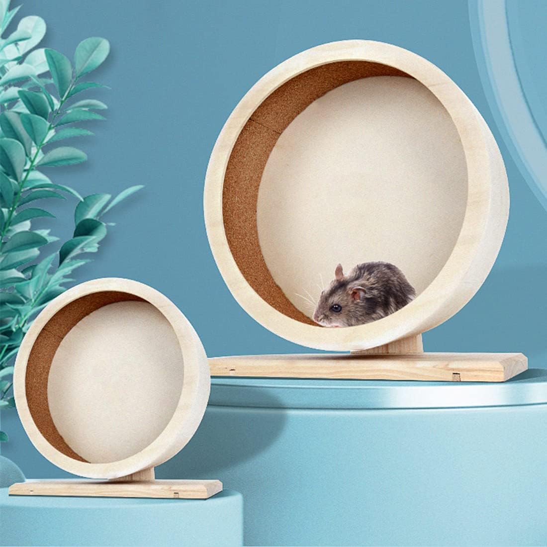 antiai Hamster Wooden Silent Wheel, 12 Inch Small Animal Exercise Wheel Accessories, Quiet Spinner Hamster Running Wheels Prevent Depression Toys for Hamsters, Gerbils, Mice and Other Small Pets (XL)