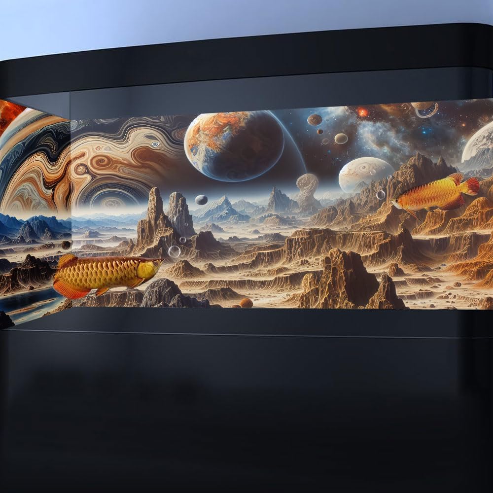 72X24IN Cosmic Spaceterrarium Background, Cool Parallel Space Themed Aquarium Reptile Habitat Background, Aquarium Background with 10EVA Double-Sided Tape