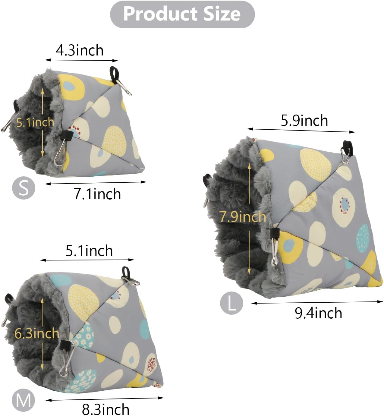 Wontee Bird Nest House Winter Warm Hanging Hammock Bird Bed Snuggle Hut for Parakeets Budgies Caique Conures Cockatiels (Medium, Grey)