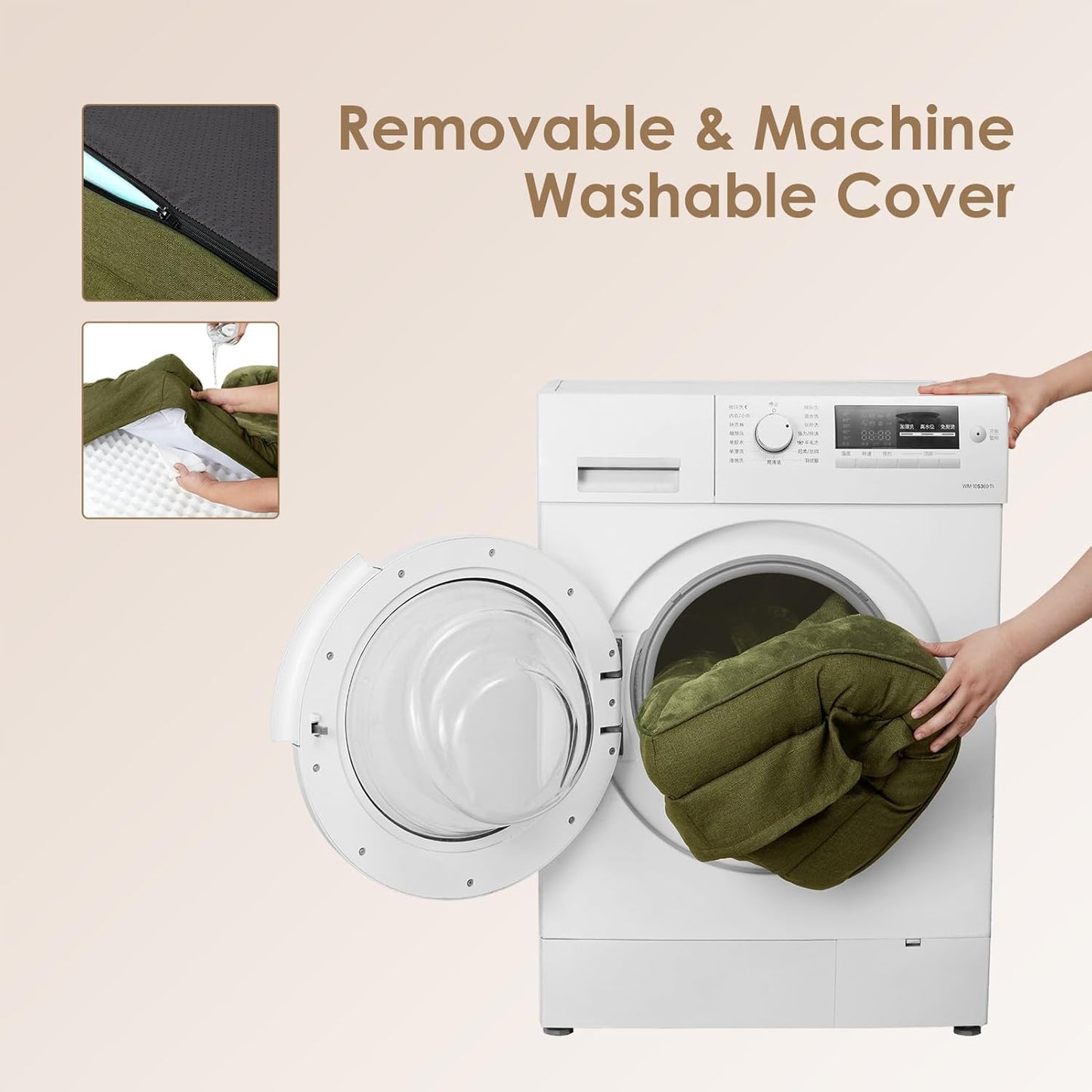 EHEYCIGA Orthopedic Dog Beds for Extra Large Dogs 44x32Inch, Waterproof Memory Foam XL Pet Bed with Sides, Non-Slip and Egg-Crate Foam Big Dog Couch Bed with Washable Removable Cover, Olive Green