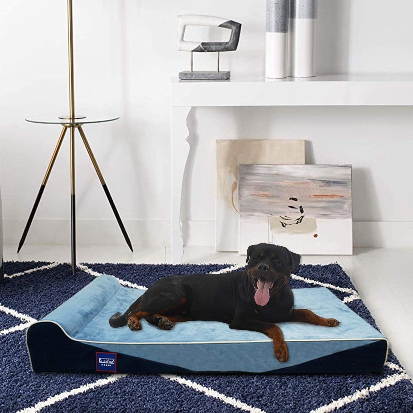 Laifug Orthopedic Memory Foam Dog Bed with Durable Water Proof Liner and Removable Washable Cover (Large (46"x28"x8"), Denim Blue)