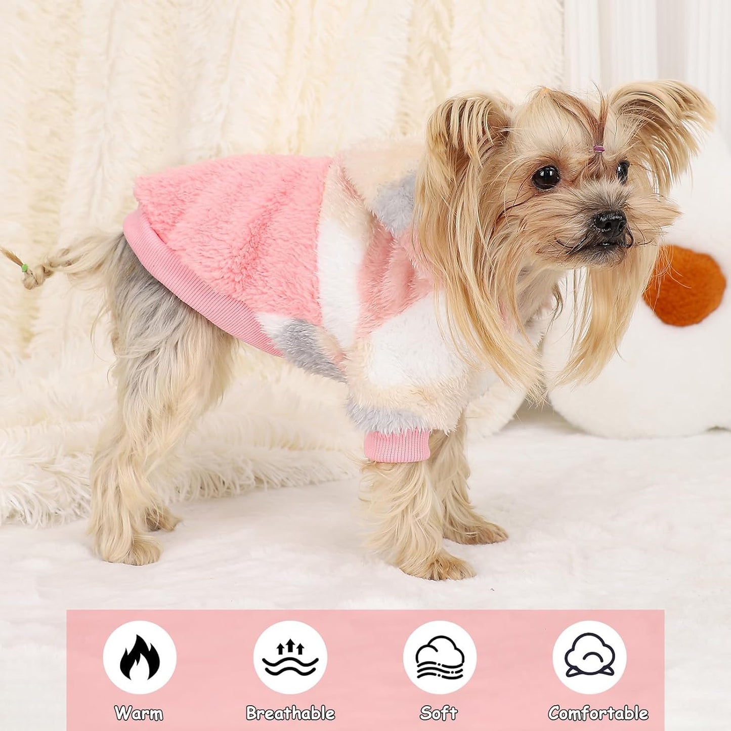 X-Small Dog Sweater for Small Dogs Hoodies,Winter Clothes Boy Girl Male Female,Warm XS Fleece Hoodies Pet Coat Apparel Outfit (XS, Pink)