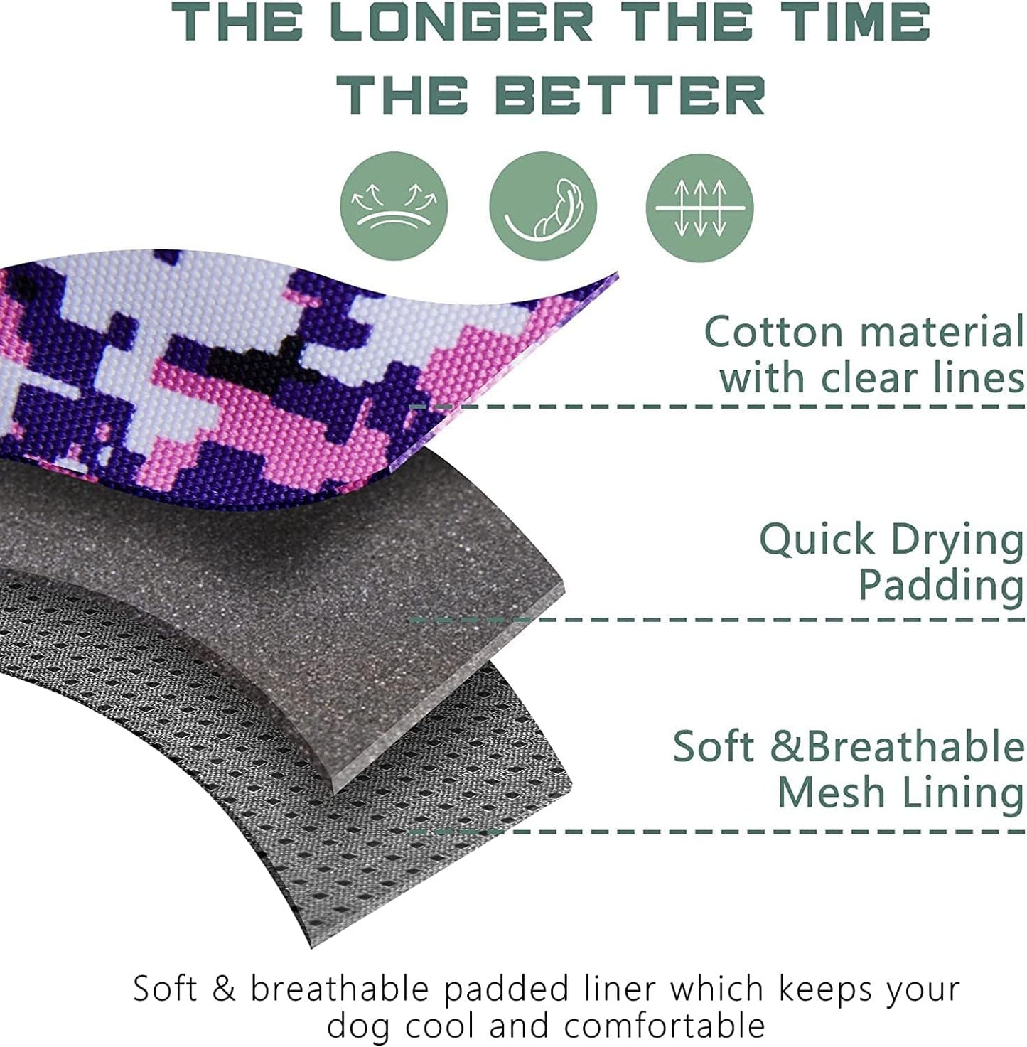 No Pull Dog Harness for Large Dogs, Adjustable No Choke Pet Vest with Dog Leash Fit Smart Reflective Pet Walking Harness for Training Easy Control Soft Handle Purple Camo XL