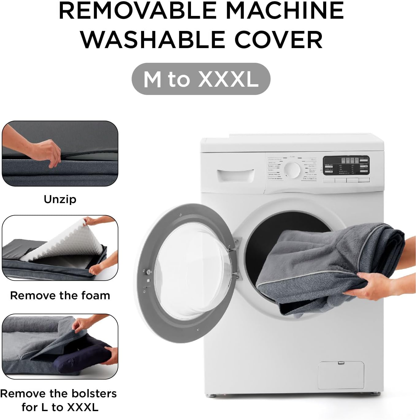 Made4Pets Orthopedic Dog Bed for Large Dogs, Supportive Foam Big Large Pet Bed Sofa with Washable Removable Cover, Waterproof Dog Couch Bed, Non-Slip Bottom and Egg-Crate Foam, Navy Blue