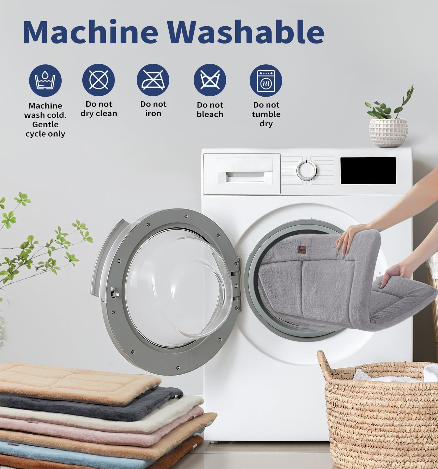 Made4Pets Dog Crate Pad Bed for Extra Large Dogs, Washable & Reversible, Anti-Slip Kennel Mat for Cozy Sleeping, Soft Fluffy Dog Bed for Indoor & Outdoor Use, 48"x30", Gray