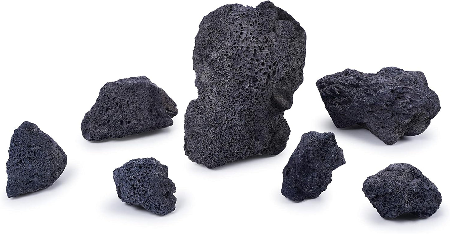 LANDEN Black Lava Stones (16lbs,3~10inch,11pcs) for Aquascaping Terrariums, Paludarium, Vivariums, Reptile and Amphibian Enclosures
