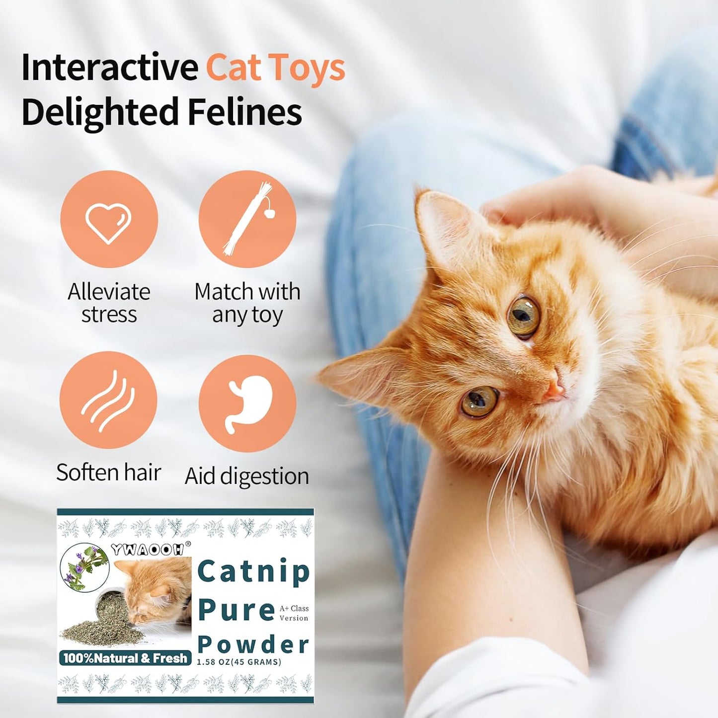 Premium Catnip for Cats & Kittens – Cold-Processed, High Potency Nepetalactone, 100% Pure Organic Leaf-Only Catnip for Toys, Scratchers, Refills, Stimulates Play & Protects Furniture - 45g