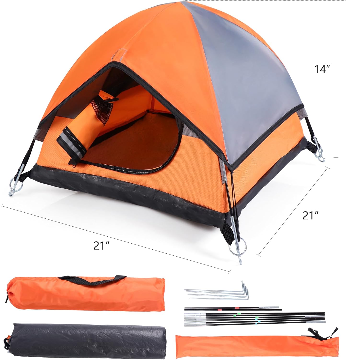 Cat Camping Tent, Cat Tent Bed, Pet Tent for Indoor Cat and Small Dog, Mini Tent (Orange, 21 x 21 x 14 Inches)