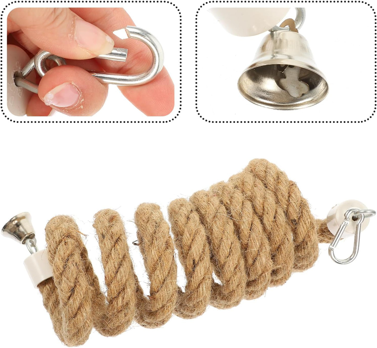 78.6in Bird Spiral Rope Perch Jute Parrot Swing Climbing Standing Toys Chewing Toys Bungee Bird Toys 2m