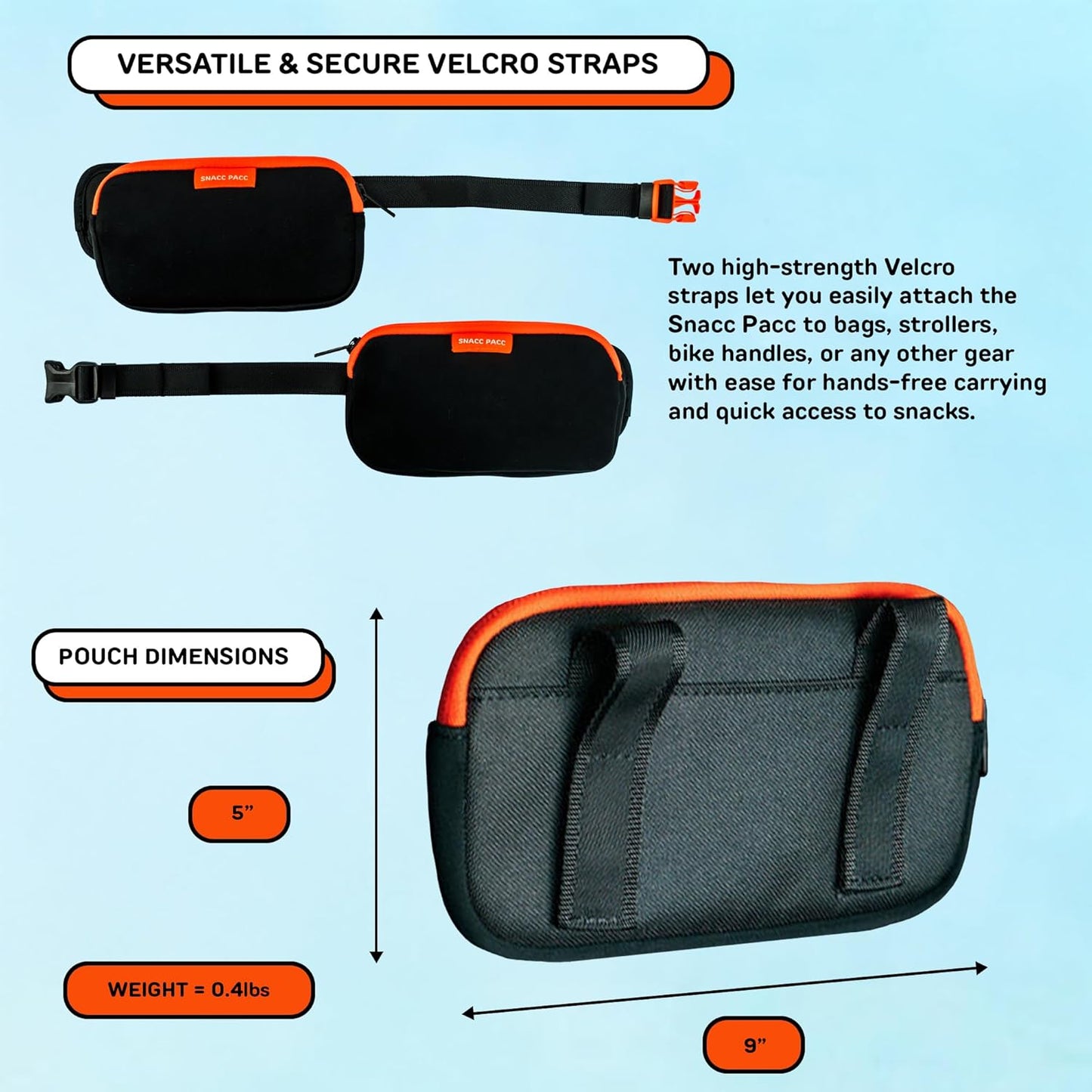 The Snacc Pacc Pouches by Little Chonk | Compatible with The Maxine One Medium Backpack Only | Two Neoprene Storage Compartments with Hip Belt Attachment