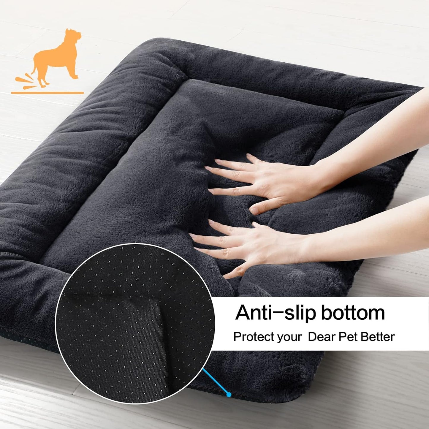 Extra Small Dog Bed - Soft Crate Pad, Washable & Anti-Slip, Dark Gray, 22 inch