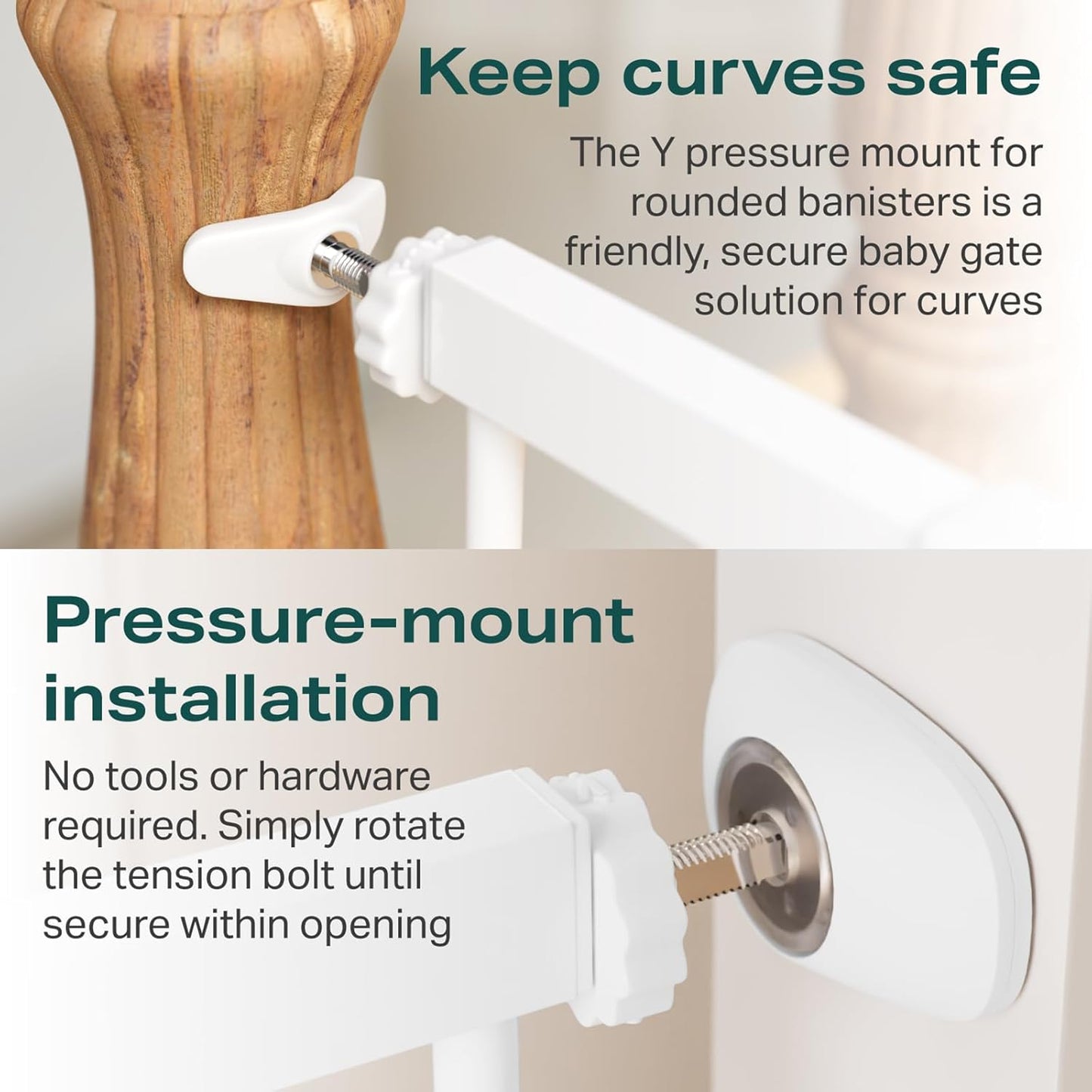 Cumbor 29.7-40.6" Baby Gate for Stairs, Mom's Choice Awards Winner-Dog Gate for Doorways, Pressure Mounted Self Closing Pet Gates for Dogs Indoor, Durable Safety Child Gate with Easy Walk Thru Door