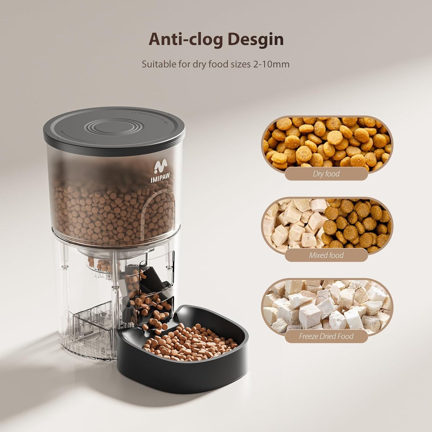 Automatic Cat Feeder, 5G WiFi Cat Food Dispenser with APP Remote Control, Pet Dry Food Smart Feeder, Programmable Timed Feeding, Dual Power Supply, 1-10 Meals Per Day