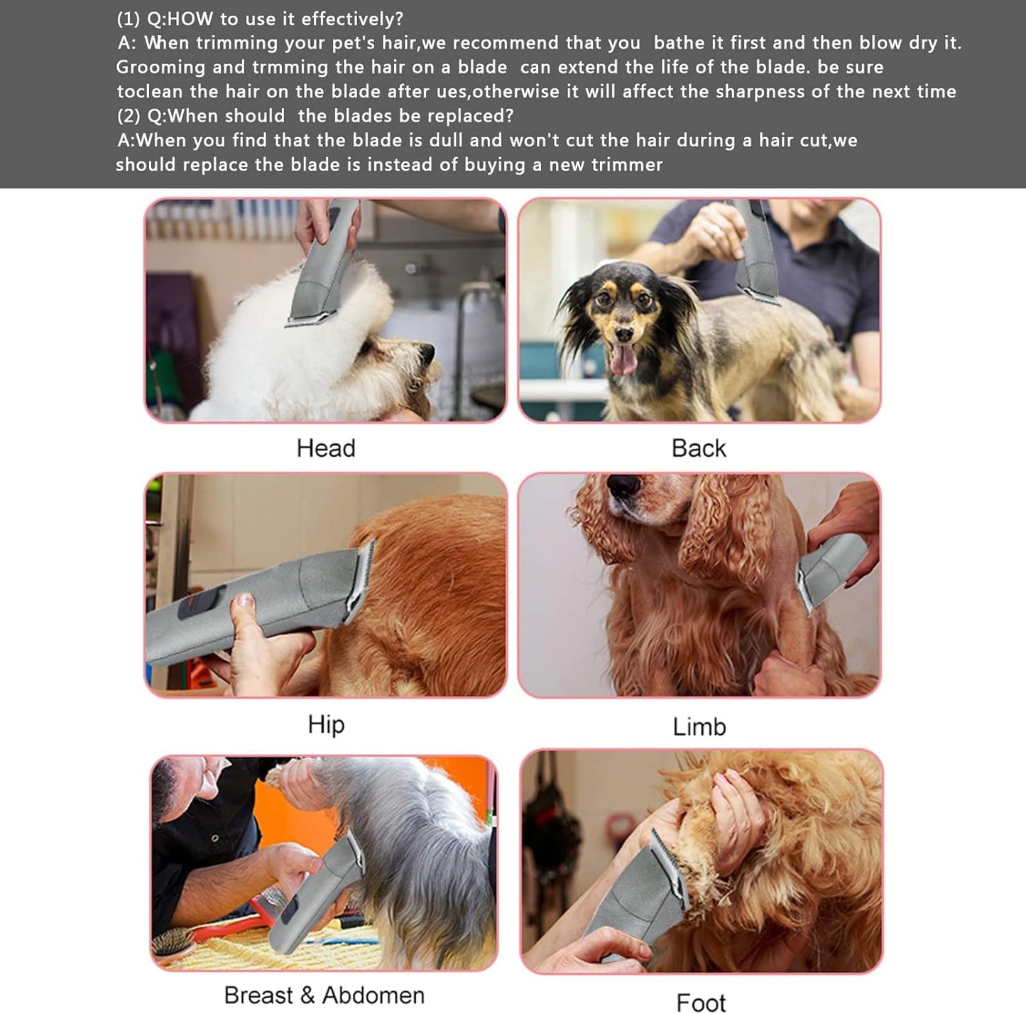 Dog Grooming Clipper Replacement Blades Compatible with Andis Pet Clipper/Oster A5/Wahl KM Series Dog Clipper,Ceramic Blade & Stainless Steel Blade(10+30+7FC+5FC)