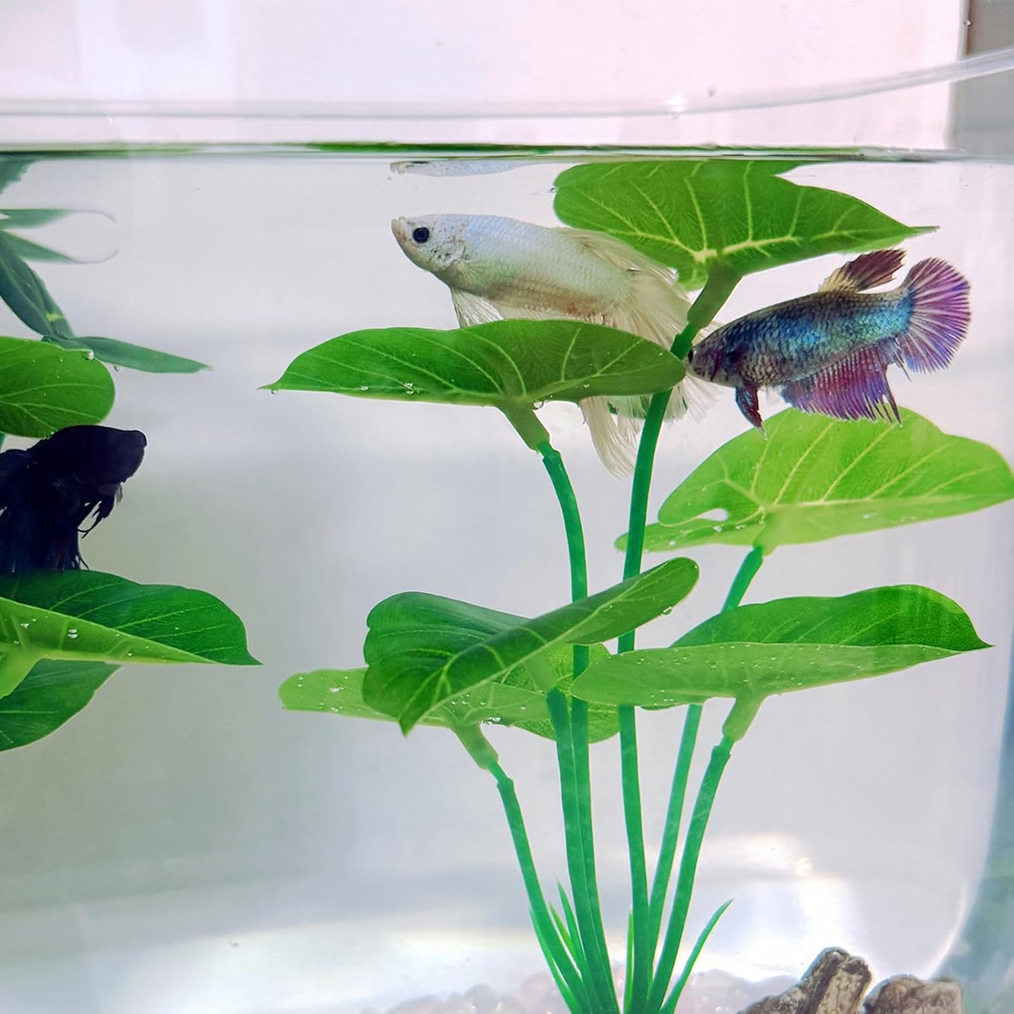 Aquarium Decor Fish Tank Plant Decorations 6-in Betta Leaf Hammock, Artificial Silk Aquarium Plants Realistic for Betta Fish Tank Accessories, Goldfish, Reptile Plants Decor Driftwood