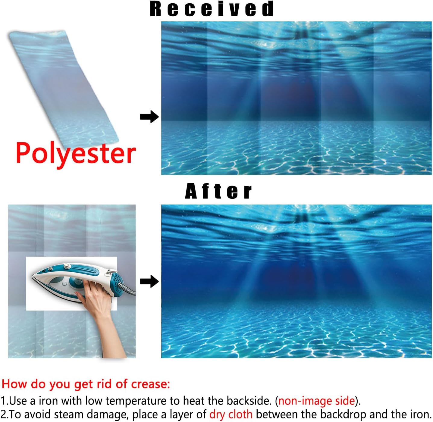 Natural Undersea Aquarium Background, Underwater Ocean Sunlight Fish Tank Background 24X16IN with 8 EVA Double-Sided Tape