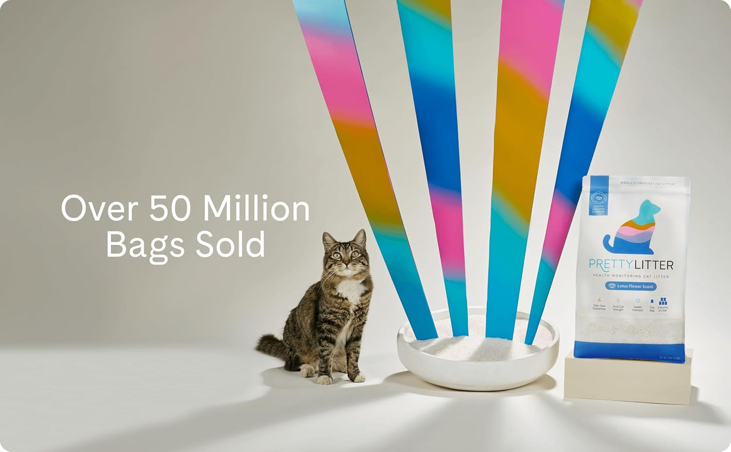 Pretty Litter Health Monitoring Cat Litter, Non-Clumping Crystal Litter, (6 LB, Lotus Flower)