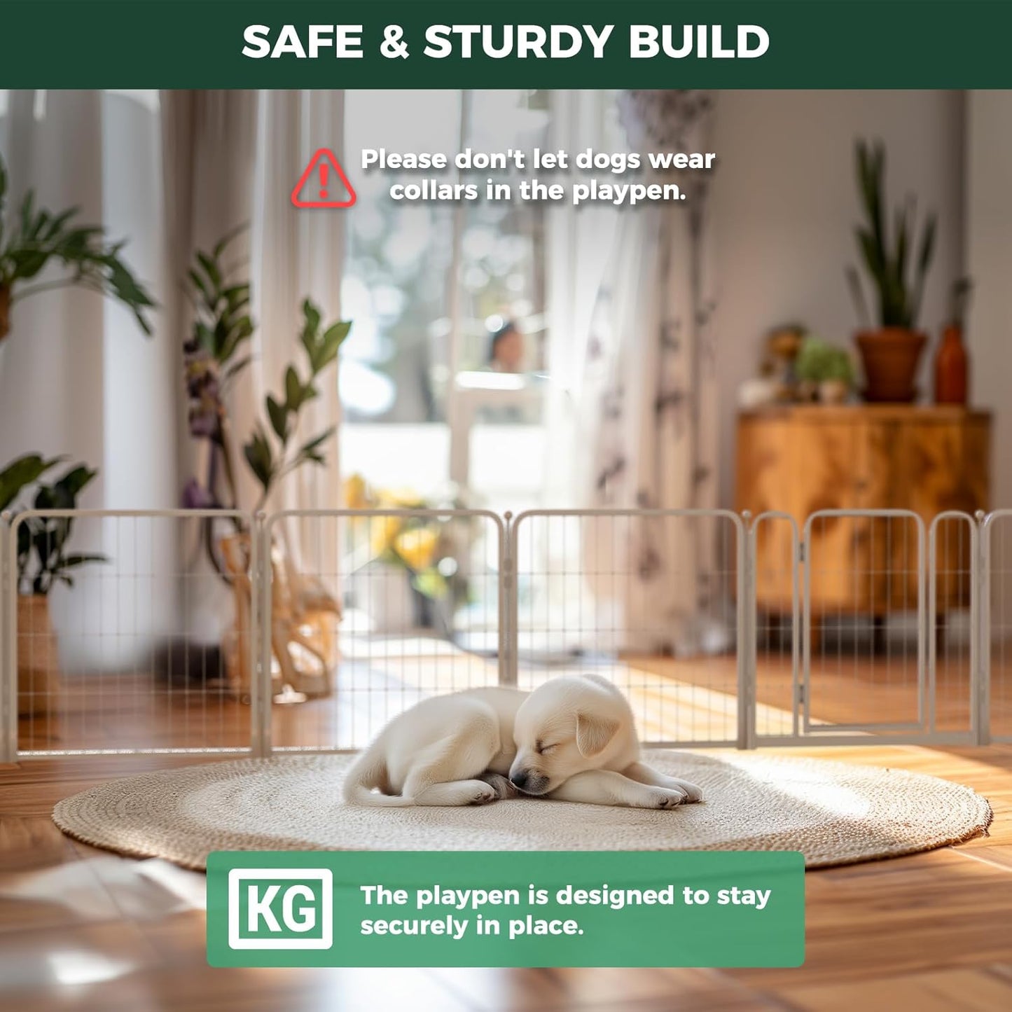 FXW Homeplus Unleashed Indoor Dog Playpen - Stress-Free and Safe Play, Heavy Duty 24 Inch 16 Wire Panels Dog Pen for Puppy and Small Dogs, White│Patented