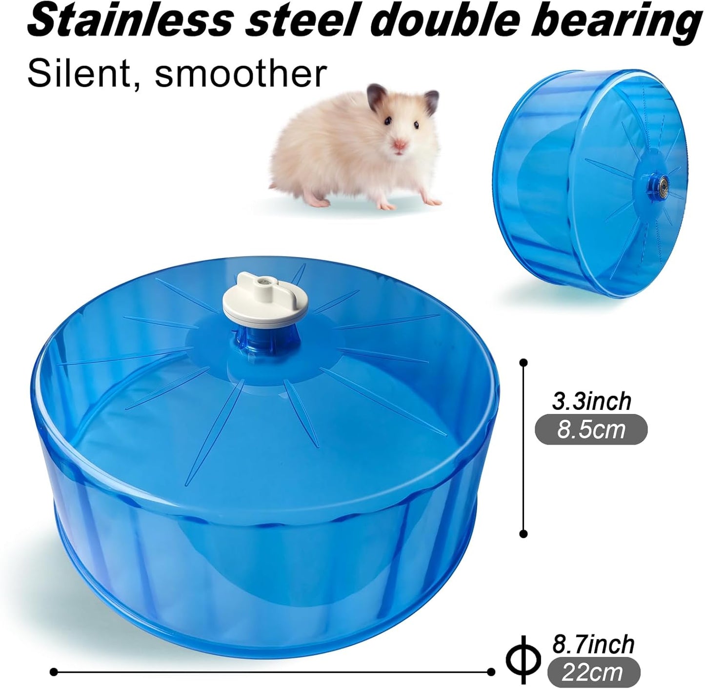 Hamster Wheel,Silent Wheel,Super Silent Hamster Exercise Wheels,Silent Hamster Wheel,Adjustable Stand Hamsters Exercise Wheels,Quiet Rat Wheel (Φ 8.7 inch, Blue)