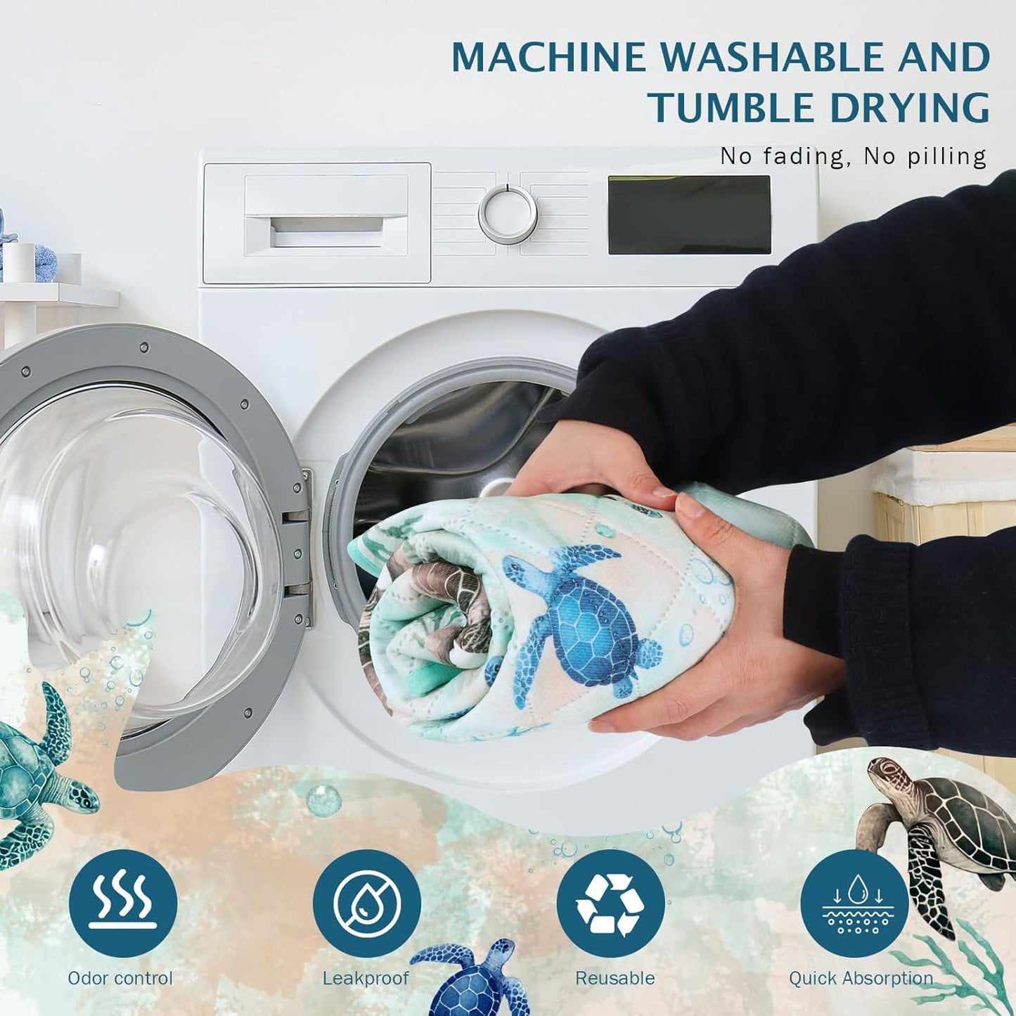 IEUUMLER Washable Pee Pads for Dogs, 1 Pack Reusable Waterproof Puppy Pads, Non-Slip Super Absorbent Dog Training Pad for Playpen Crate Bed EU012