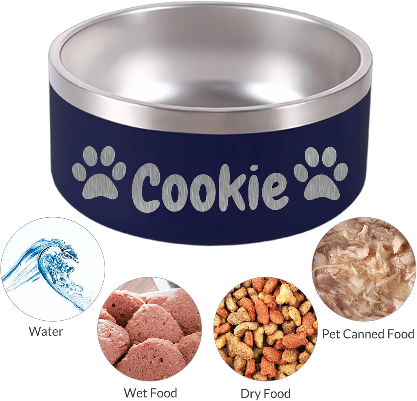32OZ Personalized Dog Bowl Laser Engraved Custom Pet Name 18/32/42/64 oz No Slip Stainless Steel Insulated Bite-Resistant Food Water Dishes-Red