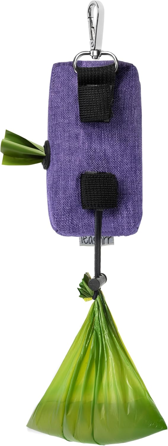 Dog Poop Bag Holder for Leashes - Dog Poop Bag Dispenser and Treat Holder with 2 Waterproof Pouches for Pet Waste Bags and Walking Accessories + 1 Free Roll - Leashrr 2.0 (Blue)