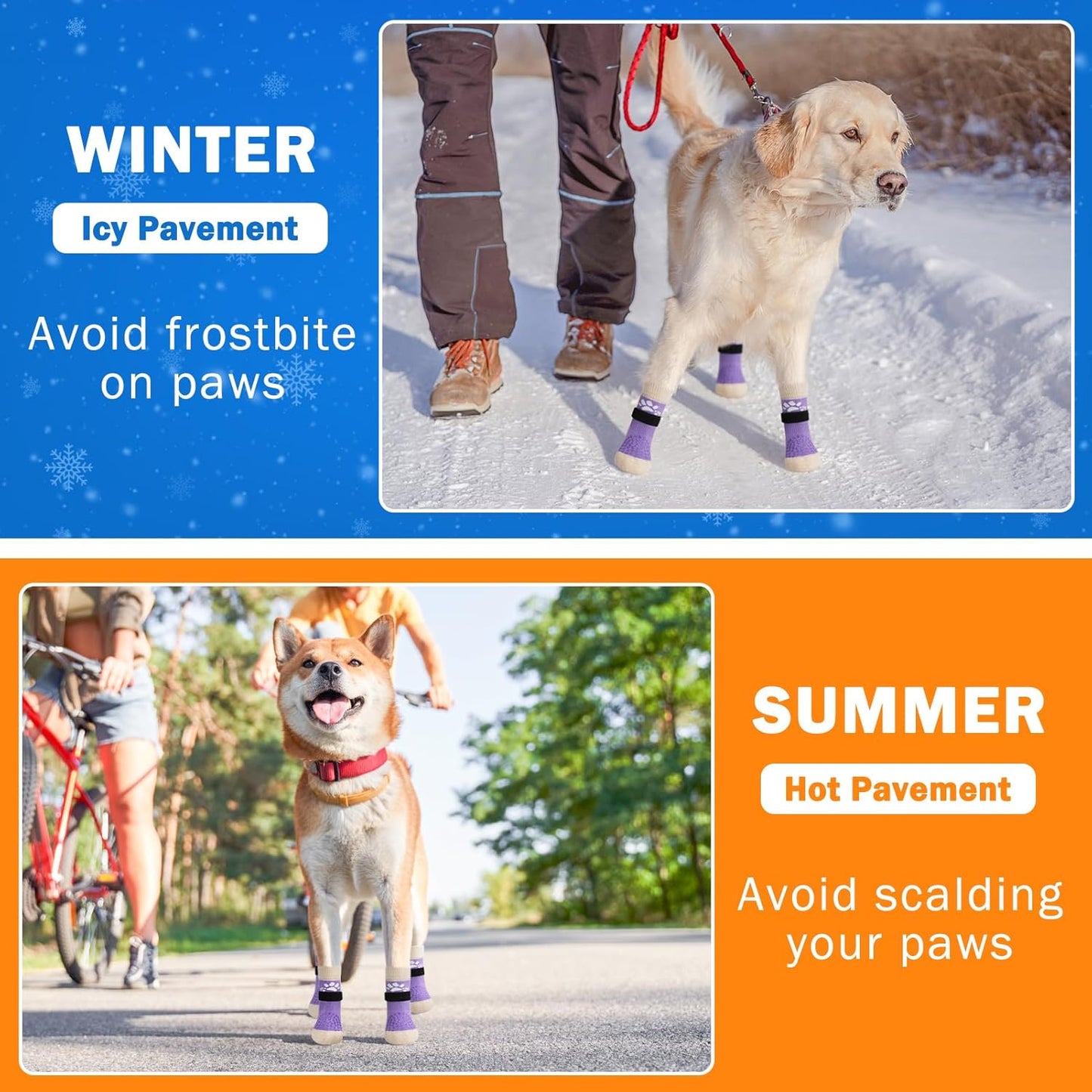 SCENEREAL Anti Slip Dog Sock to Prevent Licking Paws for Hardwood Floors, Boots & Paw Protector Shoes for Hot/Cold Pavement with Grippers, Double Sides Grips for Small Medium Large Senior Dogs, XS