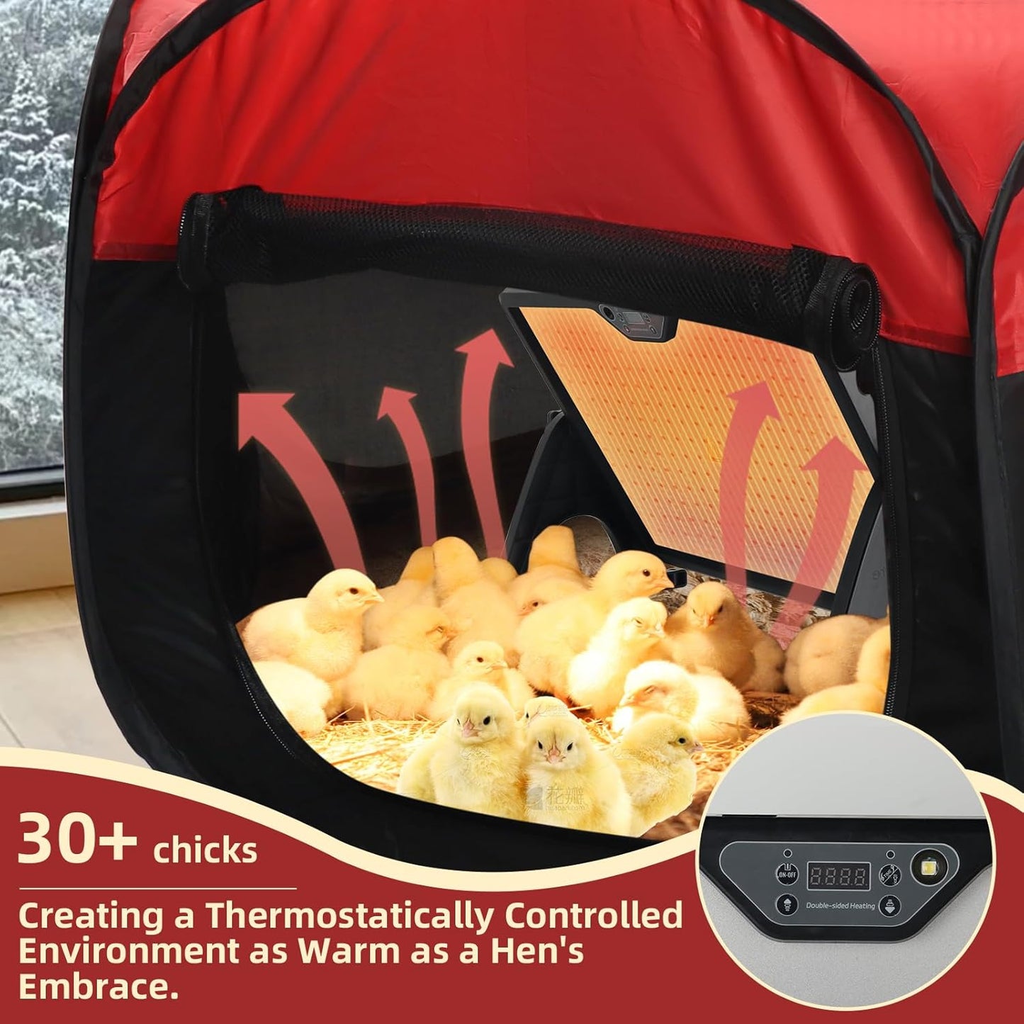 Chicken Brooder Box for Chick Starter Kit, 12.8 * 17.8 inch Large Brooder Heating Plate, Brooding Up to 30 Baby Chicks, Chicks Feeder&Waterer, Nesting Pad, Perch, All-in-1 Chicken Brooder Set