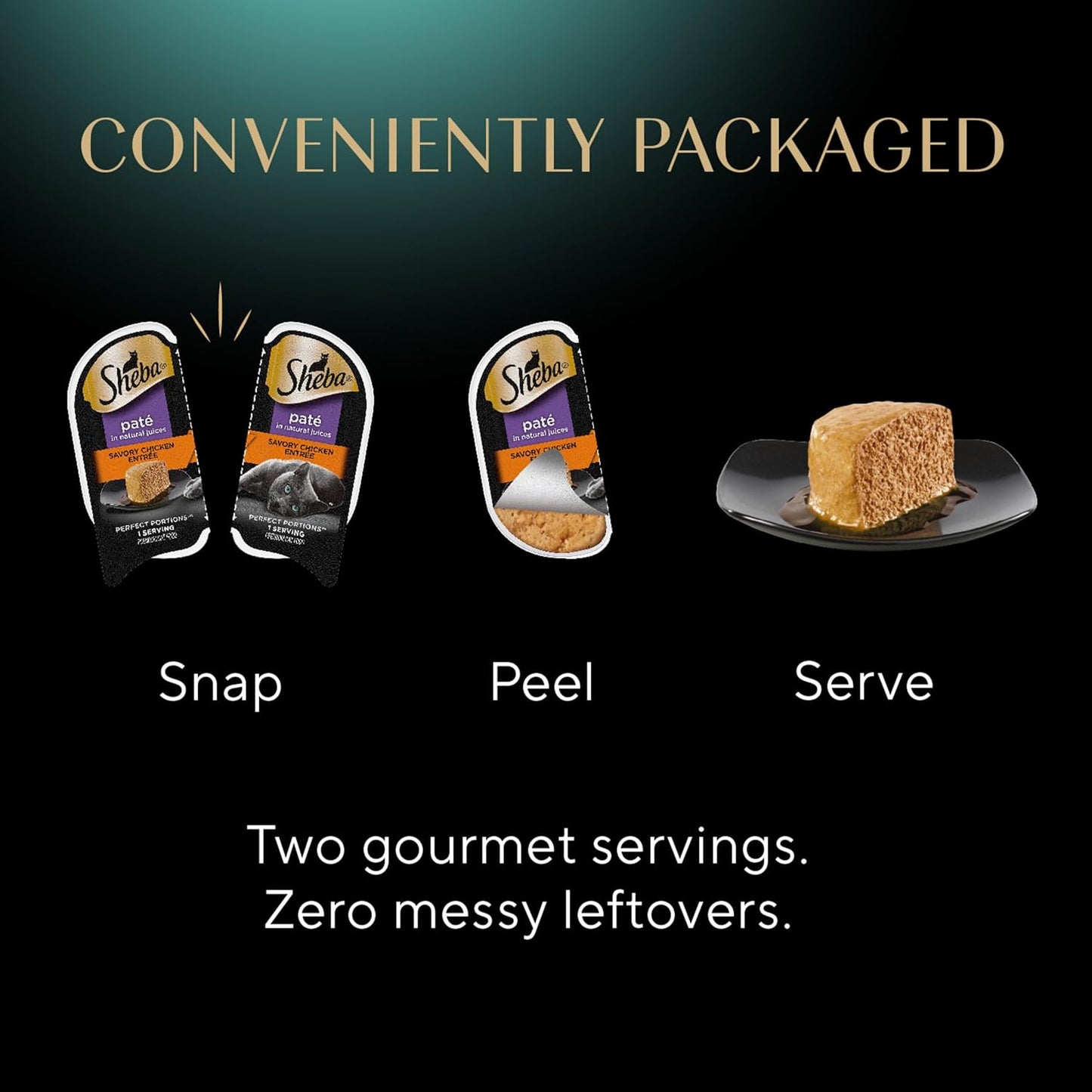 Sheba Perfect Portions Wet Cat Food Pate Savory Chicken Entree, Tender Beef Entree, and Tender Whitefish and Tuna Entree, 2.6 oz. Twin-Pack Trays (36 Count, 72 Servings)