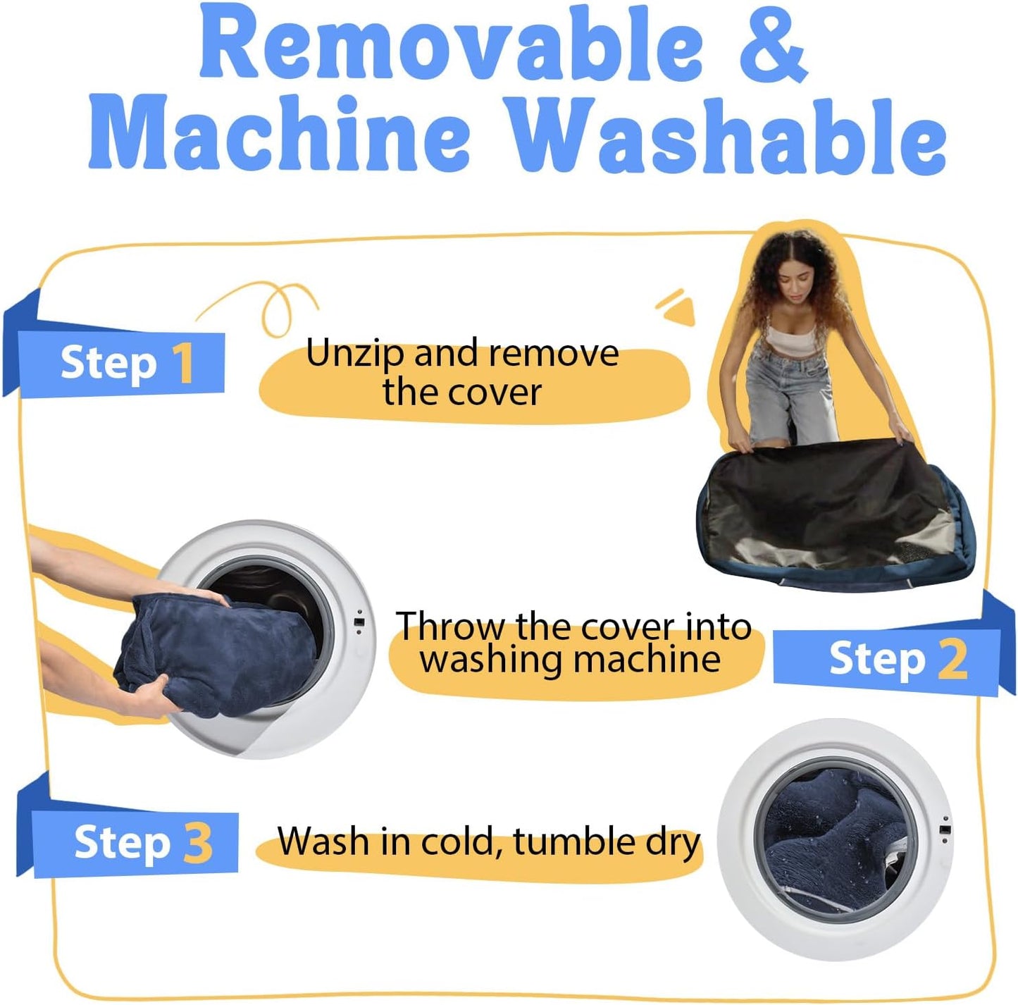 Washable Orthopedic Large Dog Bed - Removable Waterproof Cover with Bolster Machine Washable Extra Large Dog Bed Foam Support XL Large Big Pet Dogs Beds