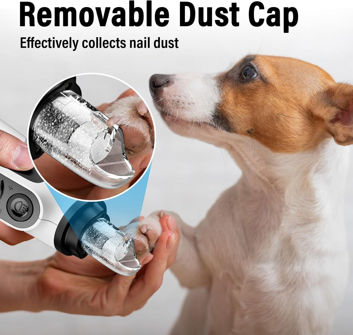 Casfuy Smart 6-Speed Dog Nail Grinder - 50% More Power Pet Nail Grinder with 2 LED Lights Quiet Rechargeable Electric Dog Nail Trimmers File Toenail Grinder for Large Medium Small Dogs & Cats (White)