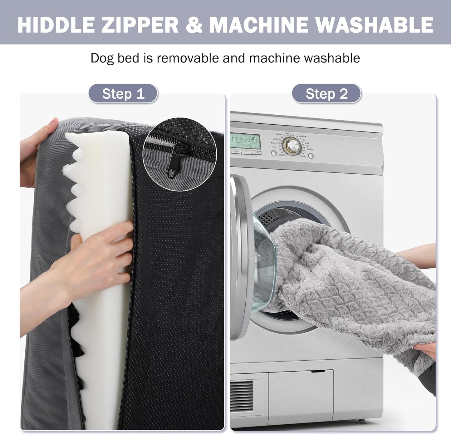 INVENHO Orthopedic Dog Beds Large Sized, XL Washable Dog Sofa with Egg-Crate Foam, Waterproof Lining and Non-Skid Bottom