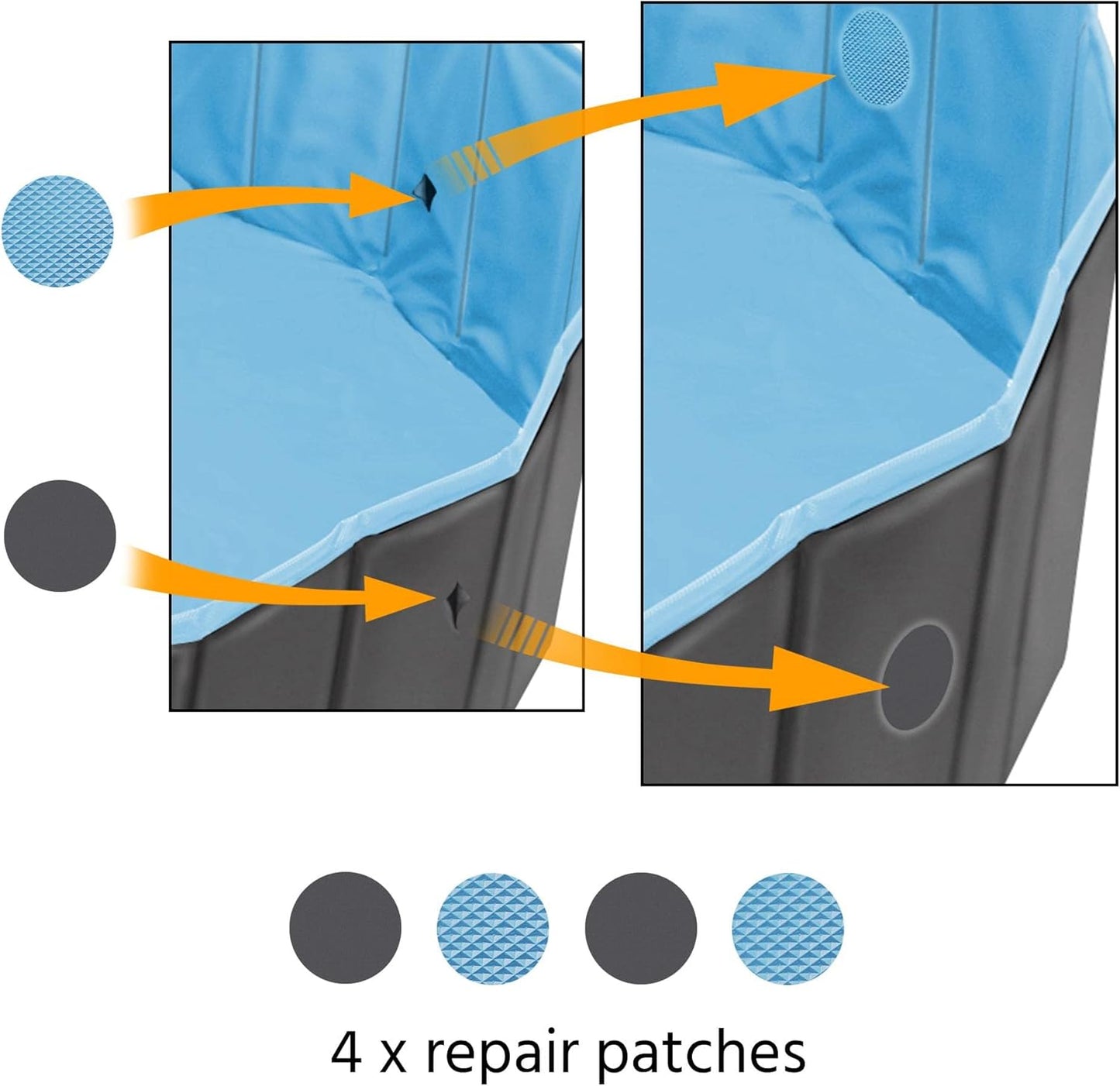 Yaheetech Black Folable Hard Plastic Large Dog Pet Bath Swimming Pool Bathing Tub for Dogs Cats Pets, Pet Repair Patches Included, XXL