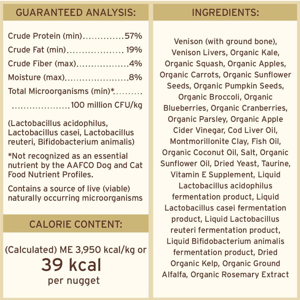 Primal Freeze Dried Raw Cat Food Nuggets Venison, Complete & Balanced Meal or Topper, Premium, Healthy, Grain Free, High Protein Raw Cat Food with Probiotics (14 oz)