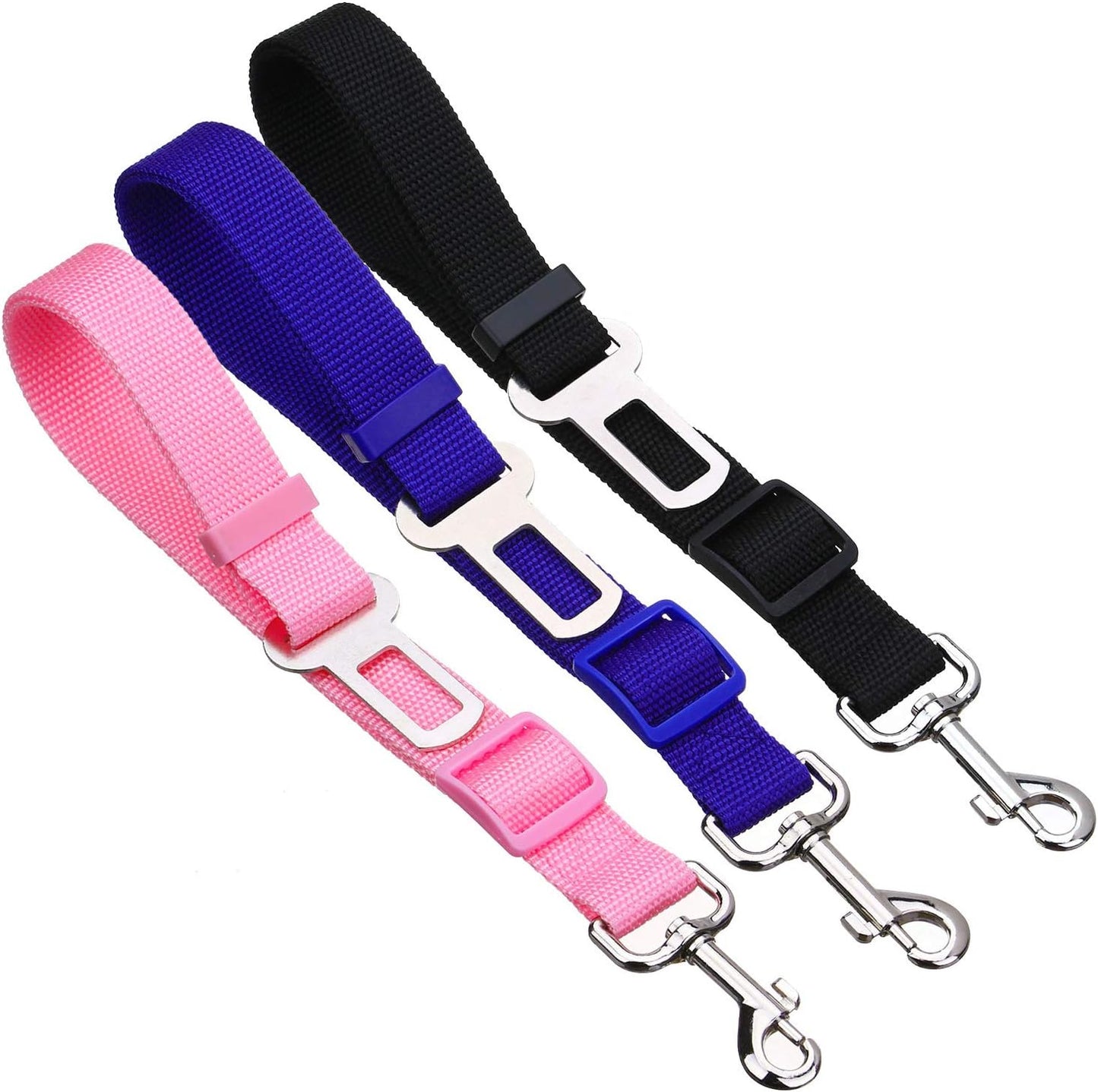 Elisel Elisel 2 Packs Adjustable Length Pet Dog Cat car seat Belt Pet seat Belt Pet Accessories for Dogs Cats and Pets (Black Pink)