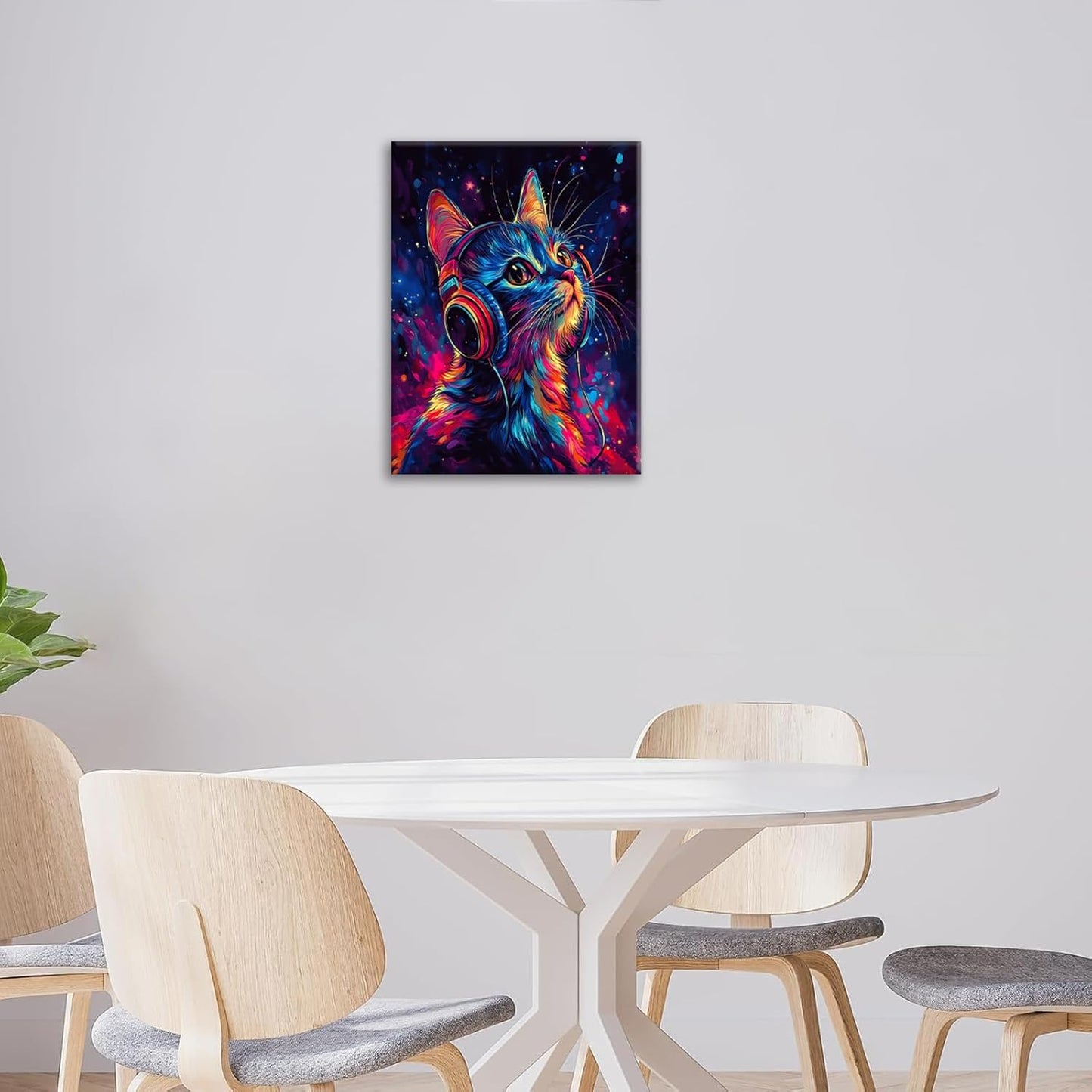 Cat Wall Art Canvas Fantastic Animal Wall Decor Prints Framed Painting Colorful Pictures Gifts Artwork for Bathroom Living Dining Kitchen 16"x20"