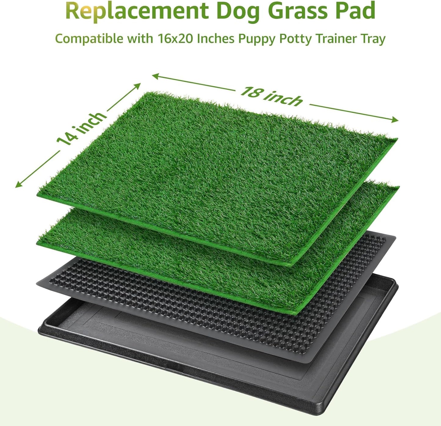 LOOBANI Dog Grass Pee Pads, Artificial Dog Grass Pads for Potty Tray, Fake Grass for Dogs to Pee On, Outdoor Indoor Pee Grass for Dog Potty (14.1*18.1 inch)