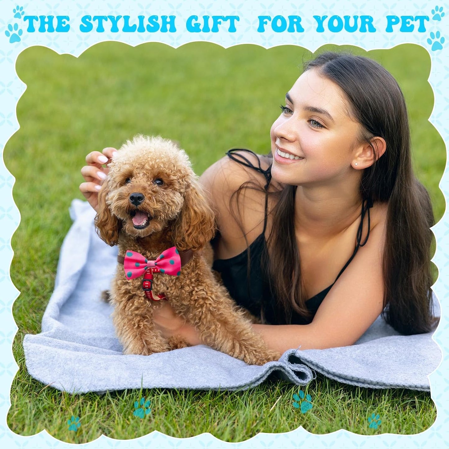 Reginary 50 Pieces Dog Bow Ties Pet Collar Bow Puppy Collar Attachment with Rubber Bands for Small Medium Cat Pet Grooming Charms Accessories Wedding Birthday Occasion(Fresh Fruit Style)