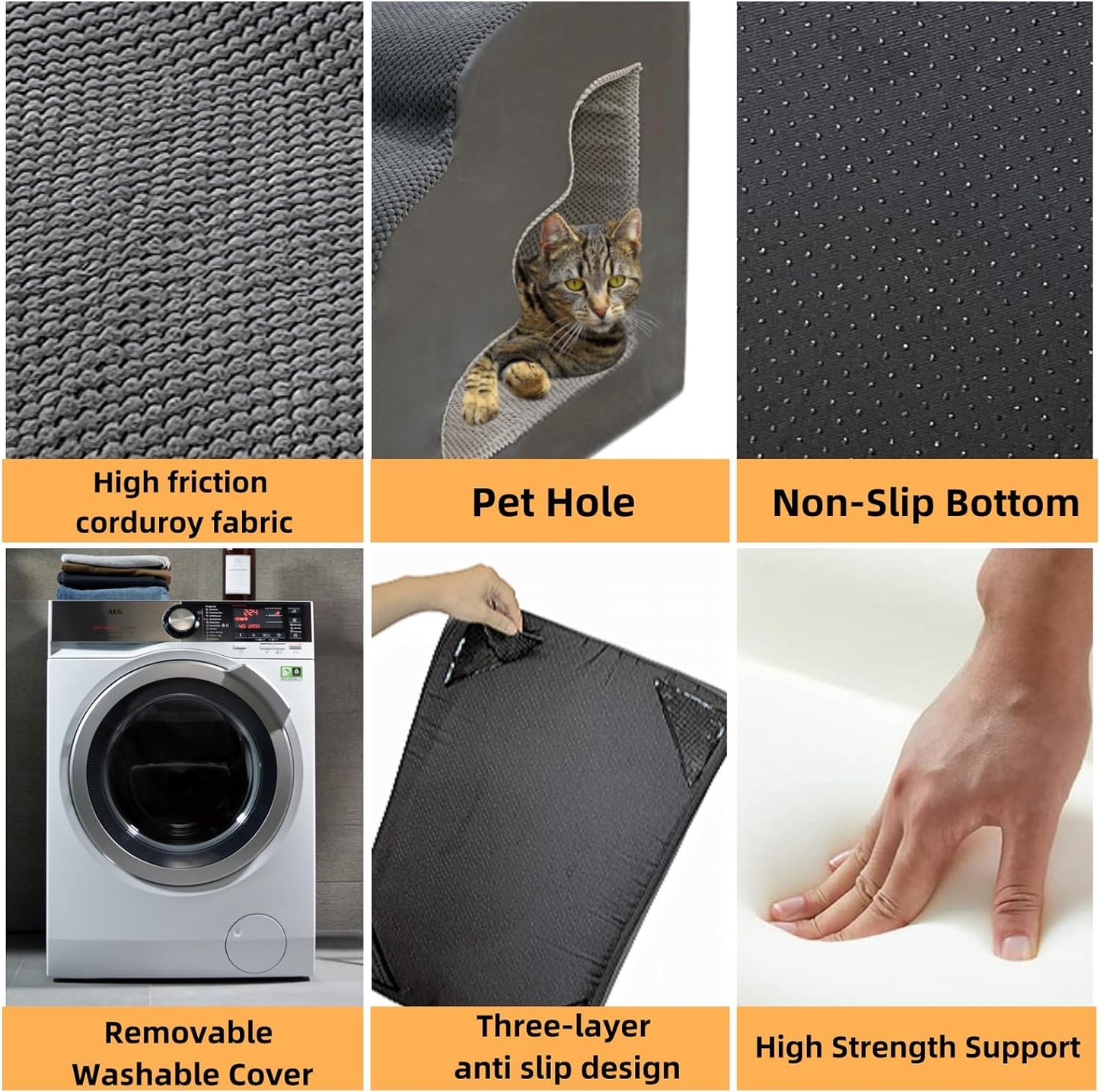 dog stairs for small dogs to 30 inches high beds, 6 step dog ramp stair for 18-36 inches couch-bed,pet stairs for small old meduim large dogs cats,Non-Slip balanced 6 tiers ladder,75 pounds Studry 33D