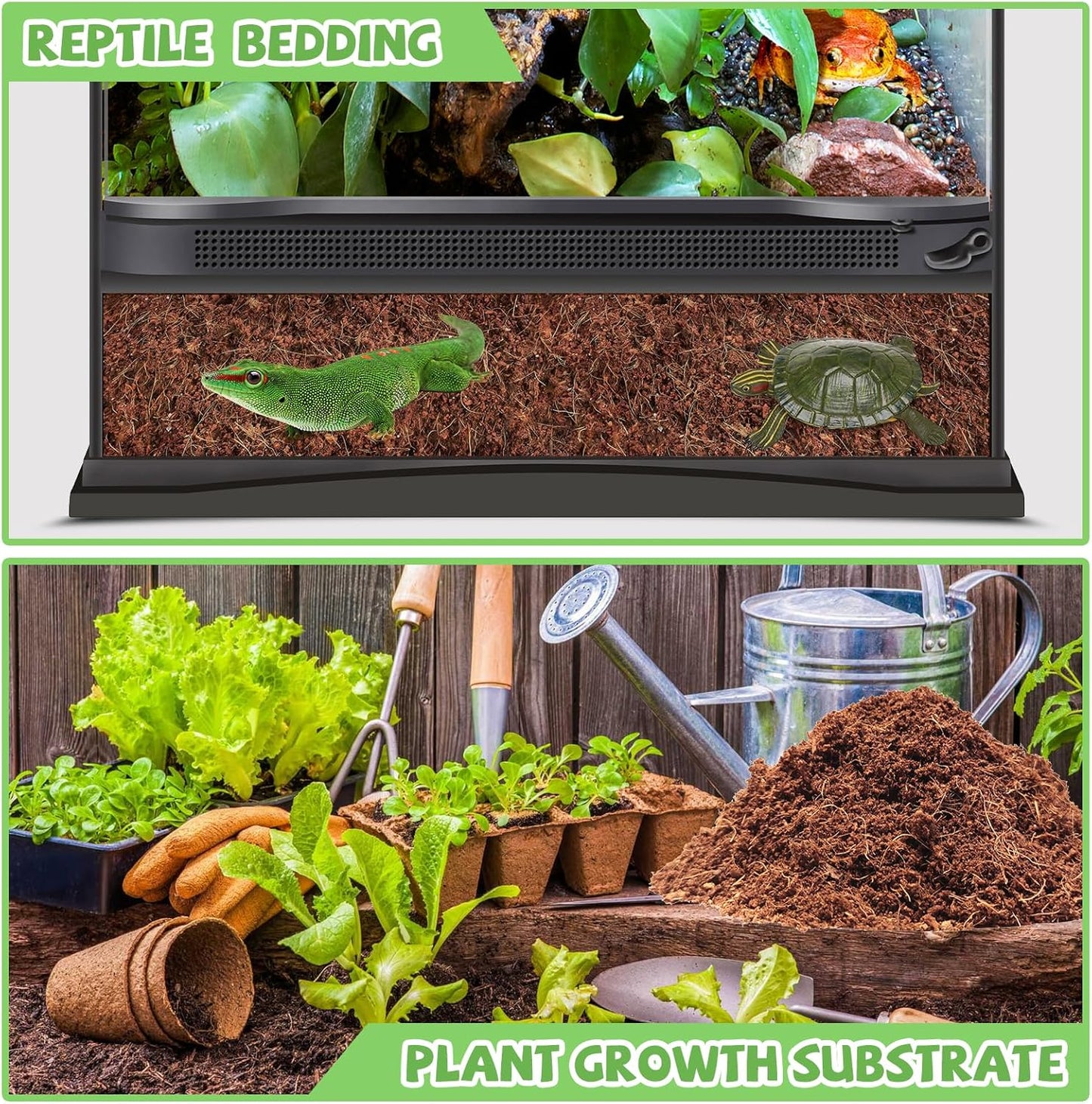 Riare 10LBS Natural Coconut Fiber Substrate for Reptile- Premium Compressed Coconut Husk Terrarium Bedding for Reptile, Tortoise, Frogs, Snakes, Hermit Crabs, Burrowing Animals