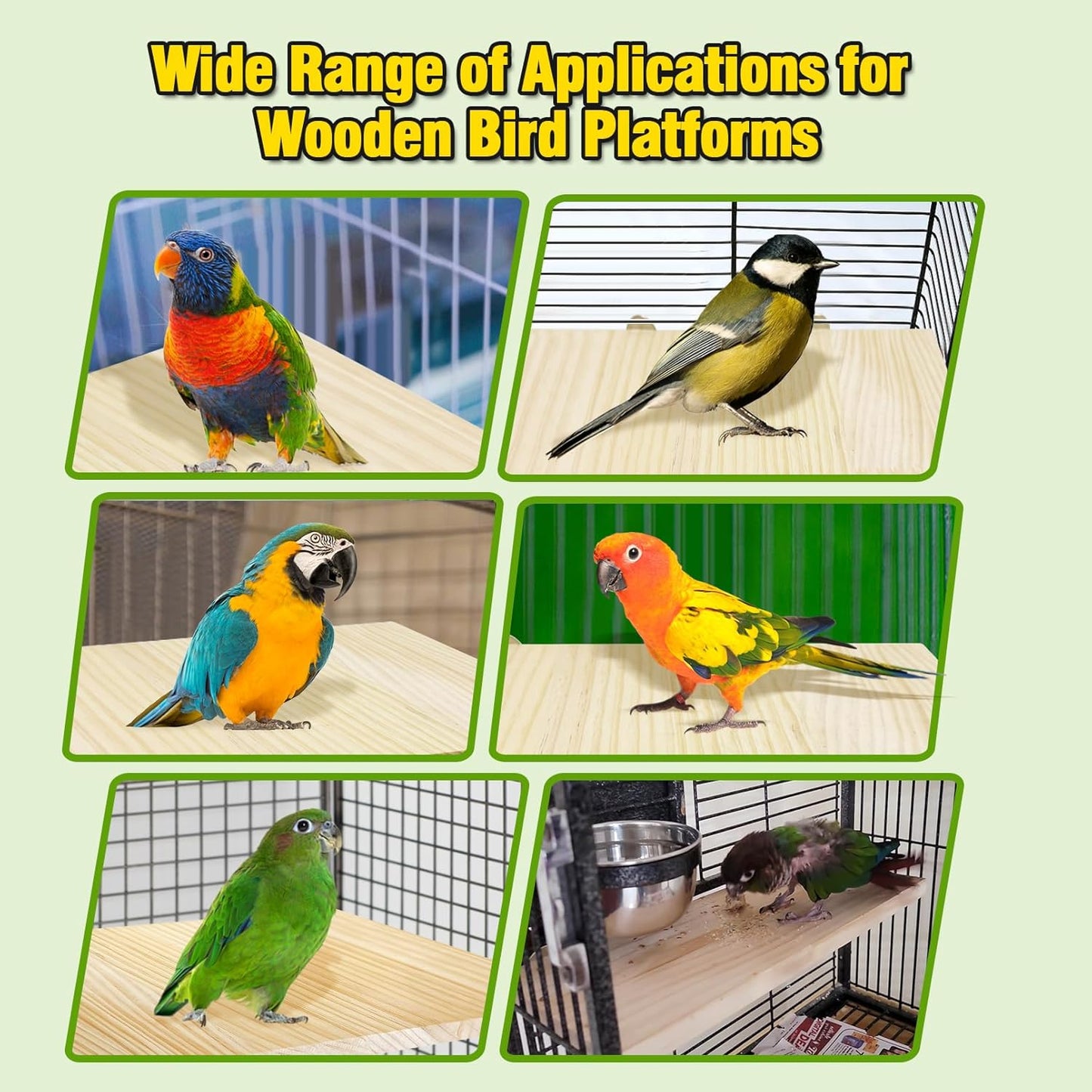 Arfubye13.8x7.9 inches Large Parakeet Stand Platform Wooden Bird Perch Stand Parrot Cage Accessories Rectangle Corner Stand Perch Shelf for Budgie Cockatiel Conure Macaw African Grey Chinchilla