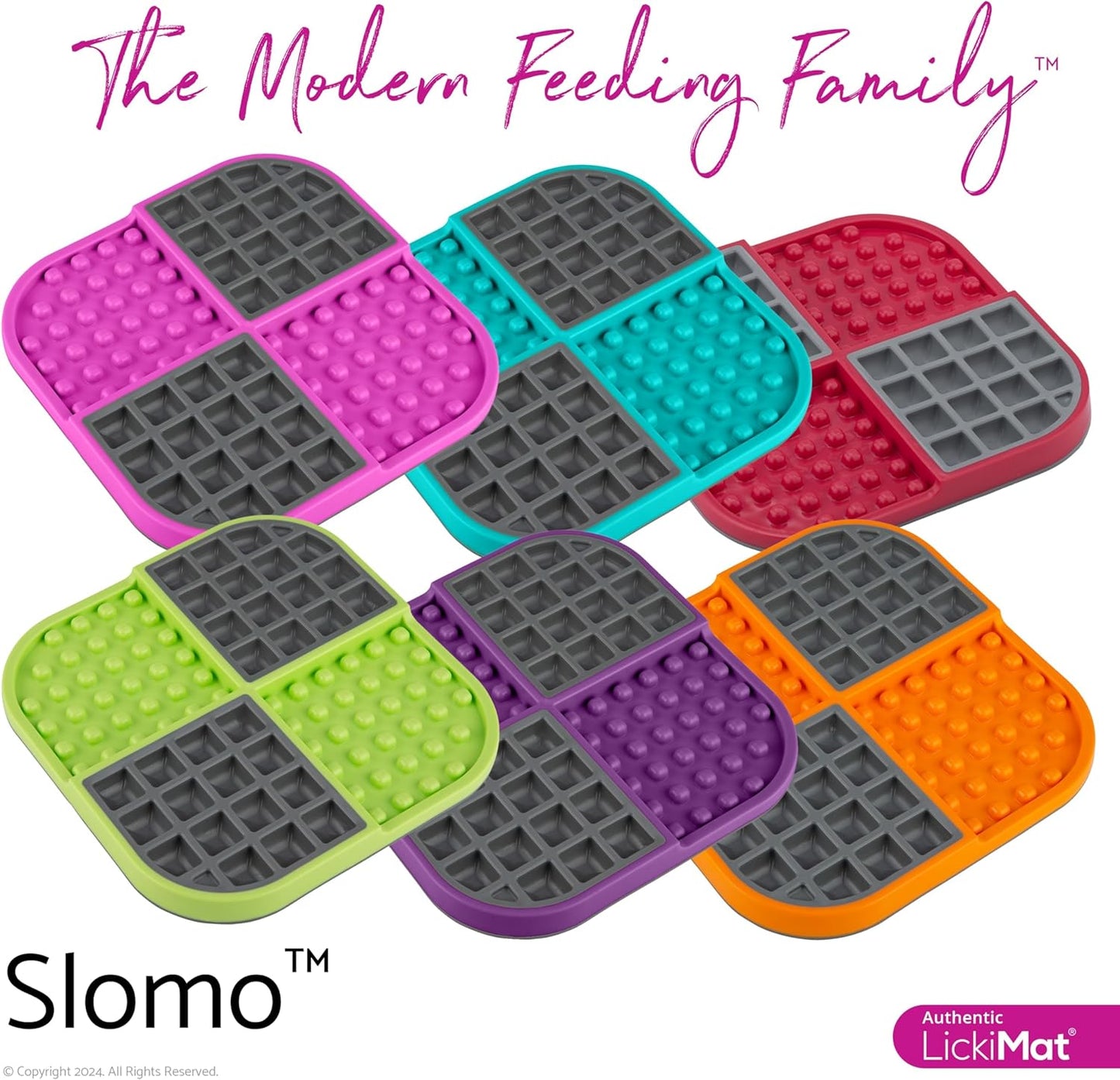 LickiMat Slomo, Cat Slow Feeder Lick Mat, Boredom Anxiety Reducer; Perfect for Food, Treats, Yogurt, or Peanut Butter. Fun Alternative to a Slow Feed Cat Bowl or Dish, Pink