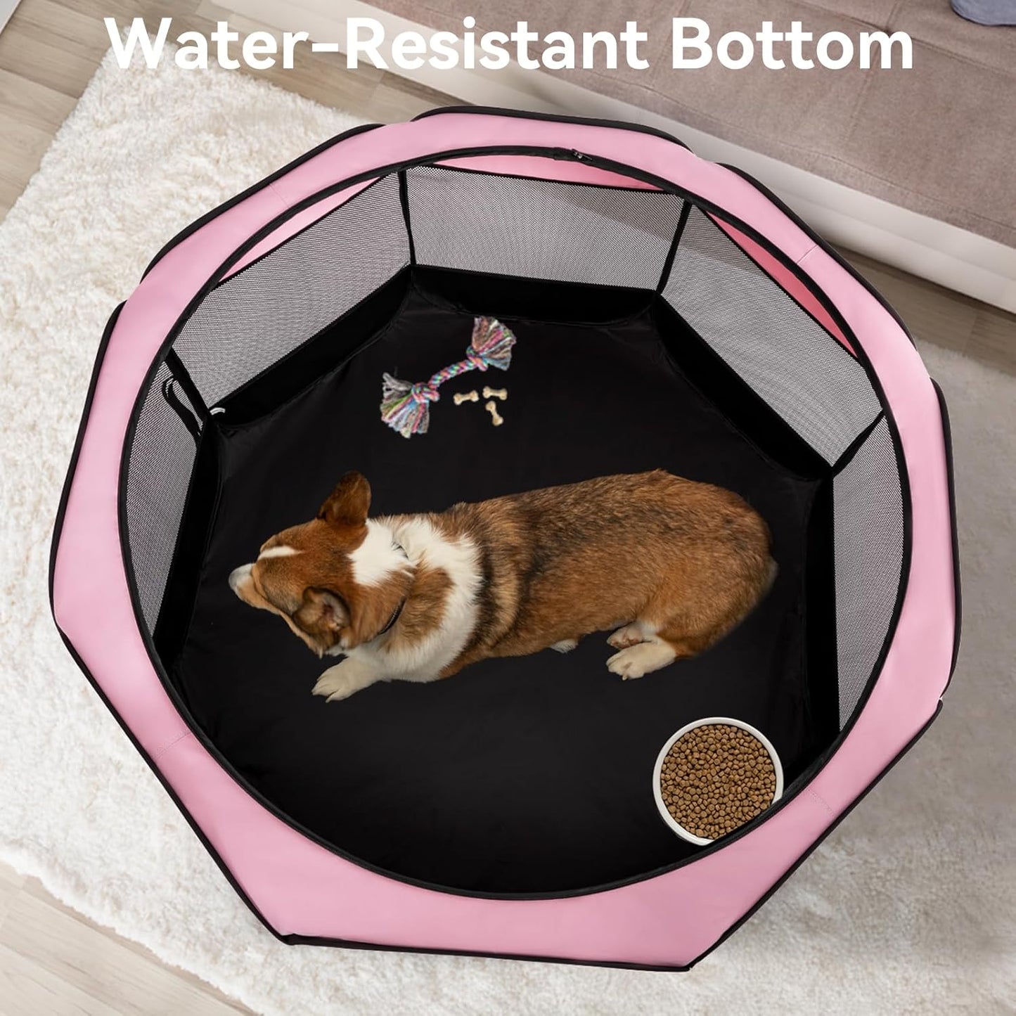 A 4 Pet Portable Cat Play Pen for Cats, 27" Foldable Kitten Playpen for Puppy/Cat/Rabbit/Chick, with Removable Zipper Top & Mesh Panel(11”W × 7.5”H)