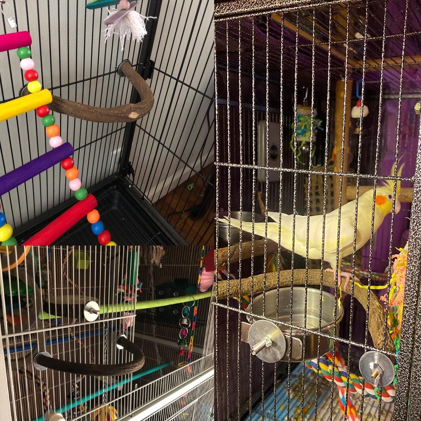 Allazone Bird Natural Wood Stand Perch Swing U Shape Natural Parrot Perch Bird Stand Pole for Parakeet, Conure, Cockatiel, Budgie, Lovebirds