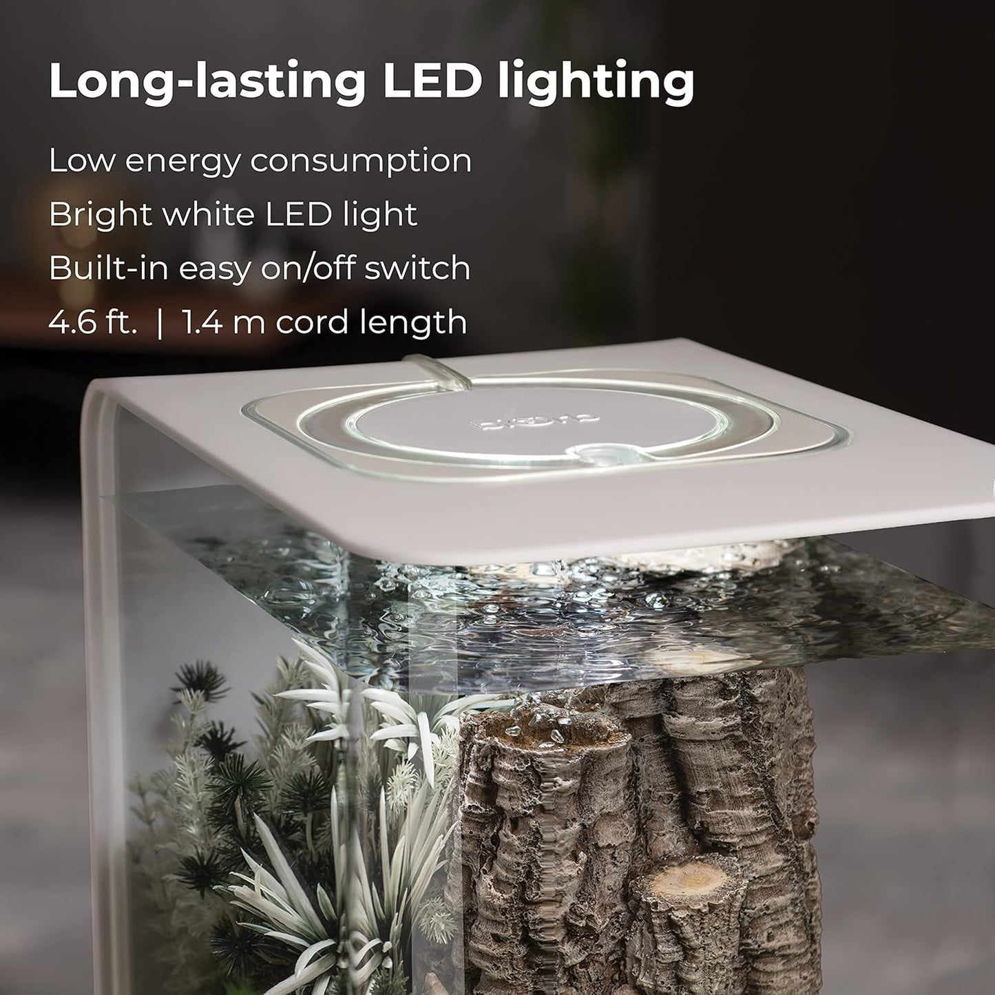 biOrb Flow 15 Acrylic 4-Gallon Aquarium with White LED Lights Modern Compact Tank for Tabletop or Desktop Display, White