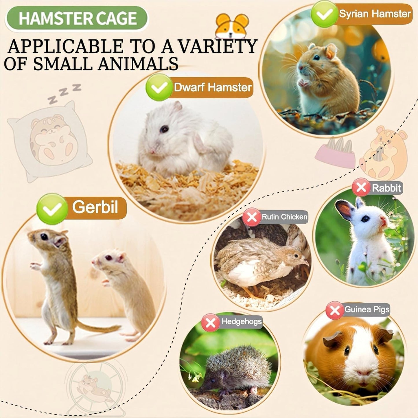 17 in 1 Clear Acrylic Hamster Cage with All Accessories,13.5''L* 10''W* 21''H Dwarf Hamster Cage,Magnetic Connection Small Hamster Enclosure,Garden Style Wooden Pet Mouse Cage for Pet Mice(3-Layer)