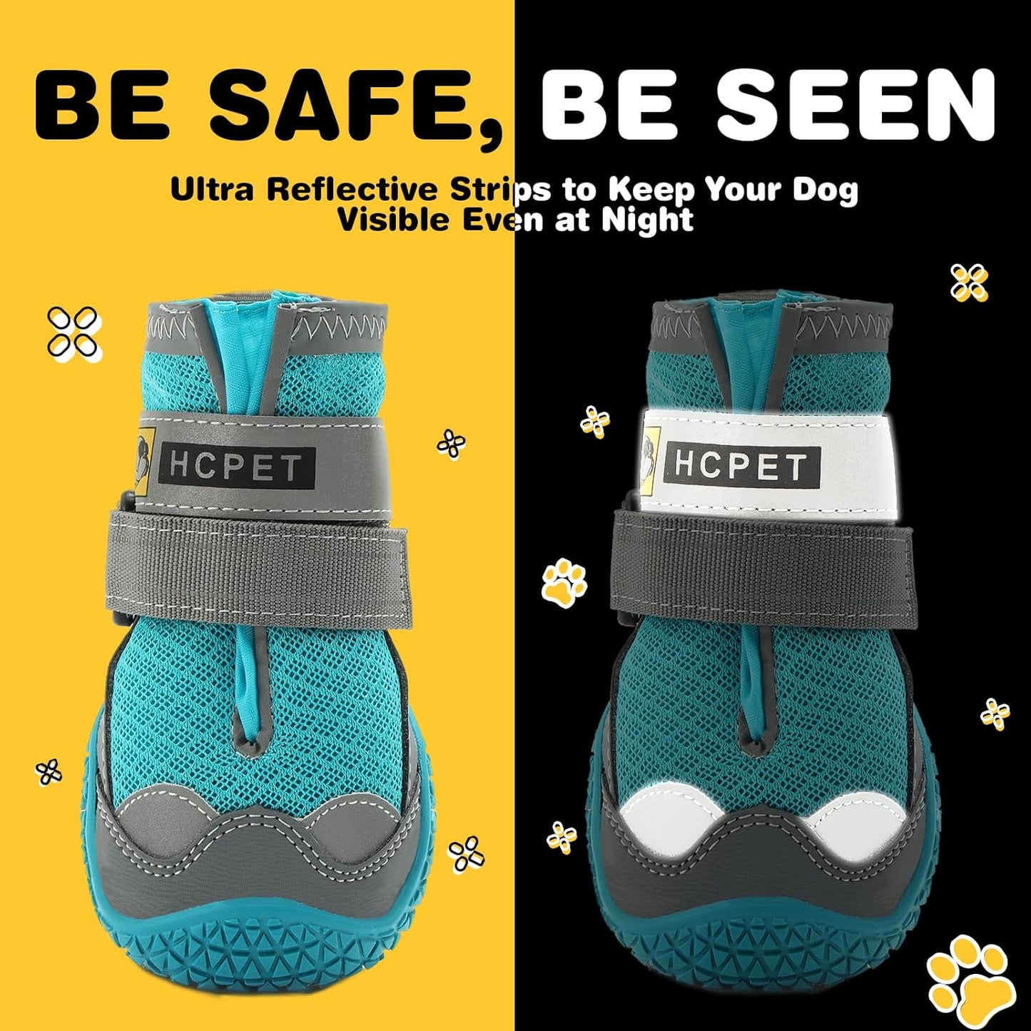 Hcpet Dog Shoes for Large Dogs, Breathable Dog Booties for Small Medium Dogs, Anti-Slip Dog Boots & Paw Protectors for Hot Pavement Winter Snow Hiking with Reflective Straps Blue Size 2