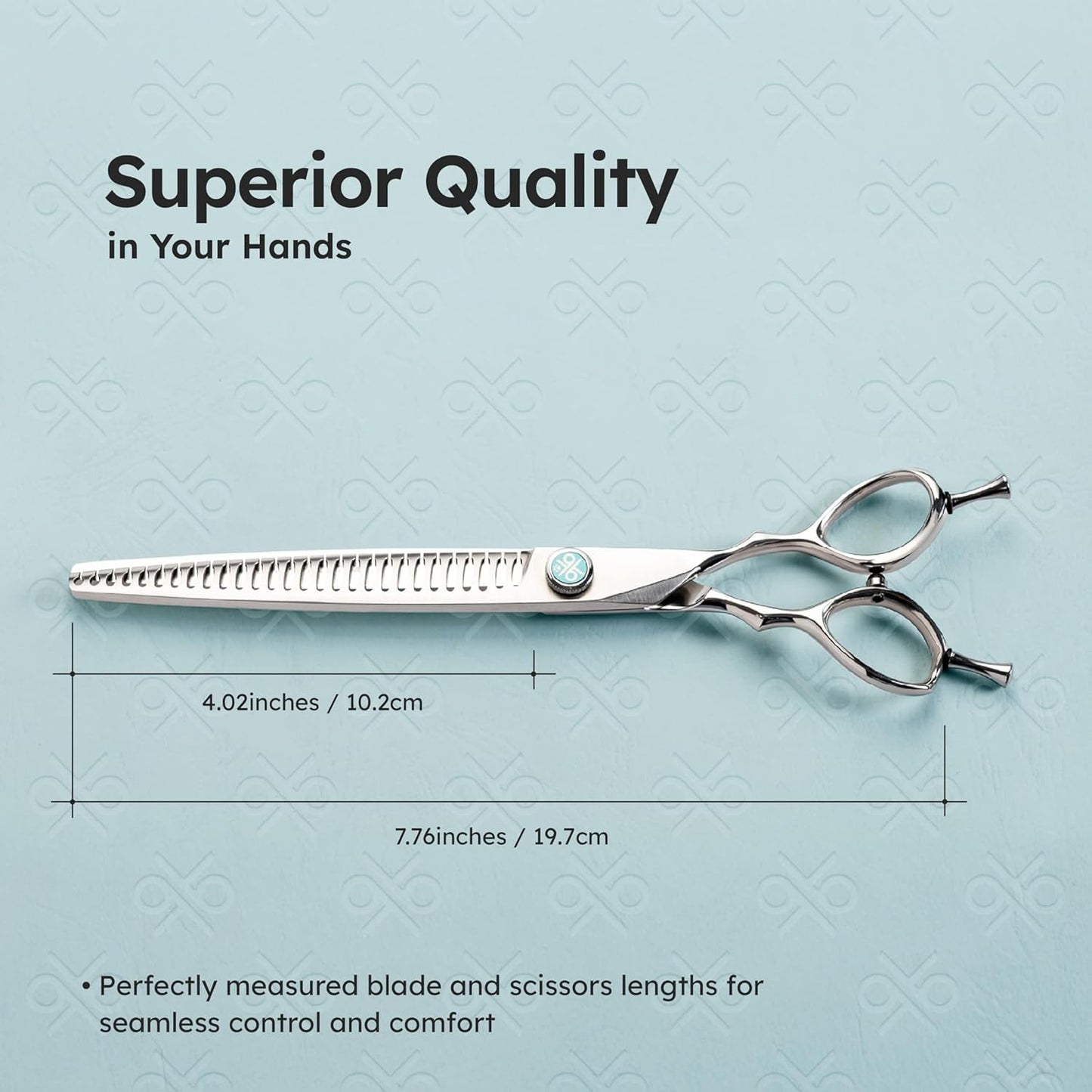 8” Dog Grooming Chunker Scissors – VG10 Japanese Steel Professional Pet Shears for Cats & Dogs | Clean Cut & Precise Trimming | Lightweight, Ergonomic, Handcrafted | Thinning Rate 60-70% | K9 Shears